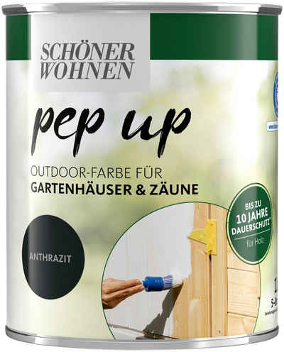 SCHÖNER WOHNEN-Kollektion Wetterschutzfarbe »pep up Outdoor«, 1 Liter, anthrazit, Farbe für Gartenhäuser und Zäune