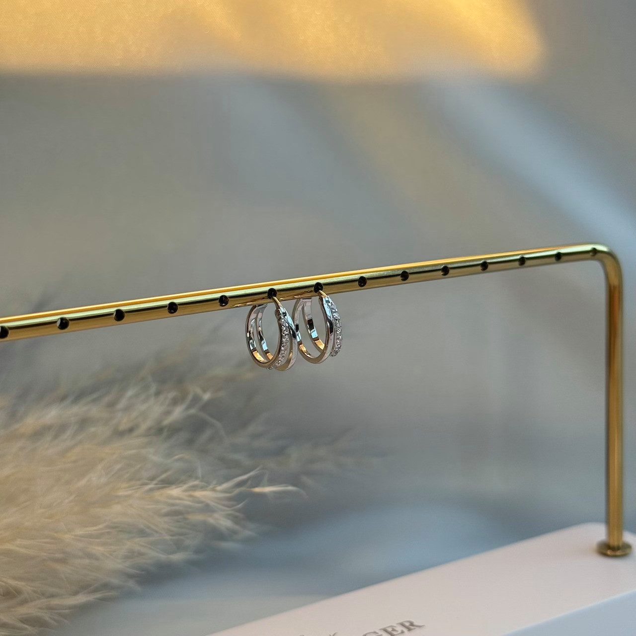 Brandlinger Paar Creolen Ohrringe Lugano, Silber 925, doppelte Creole mit Zirkonia weiß