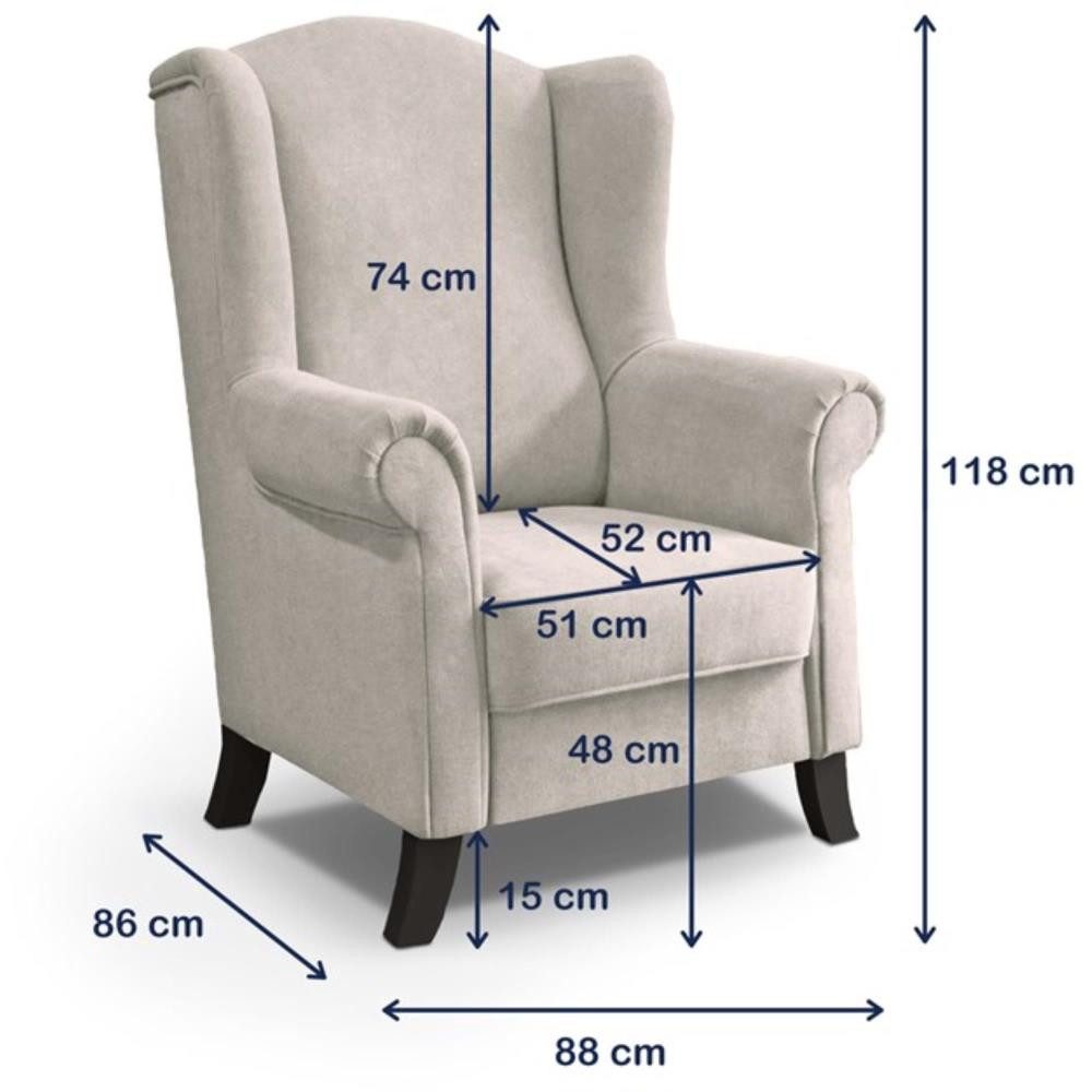 Beautysofa Ohrensessel Sessel Wohnzimmersessel Fernsehsessel LEONARDO günstig online kaufen
