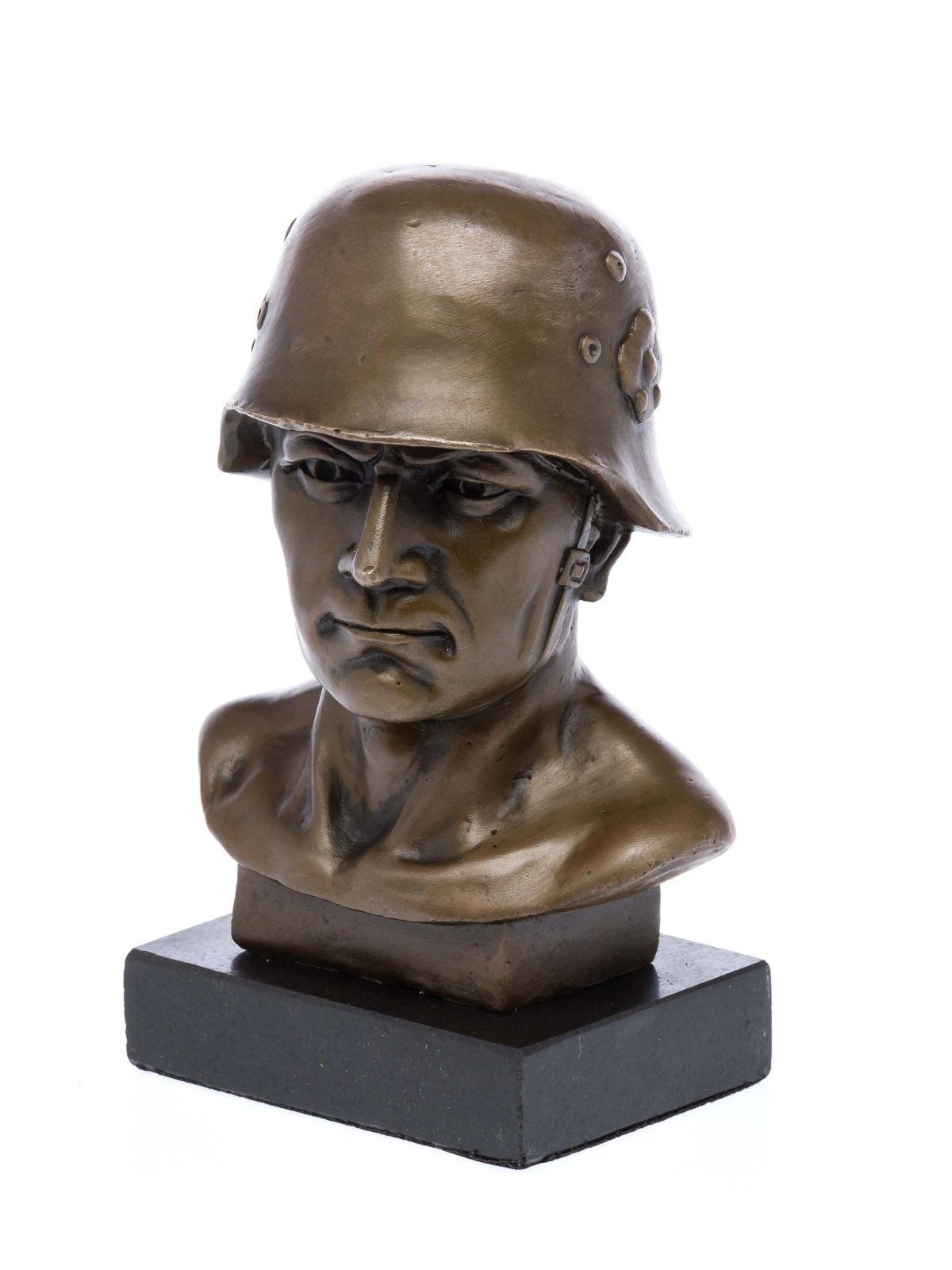 Aubaho Skulptur Bronzeskulptur Büste Soldat Militär Bronze Skulptur 16cm soldier sculp