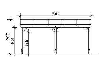 Skanholz Anlehncarport Vogtland, BxT: 300x541 cm, 213 cm Einfahrtshöhe