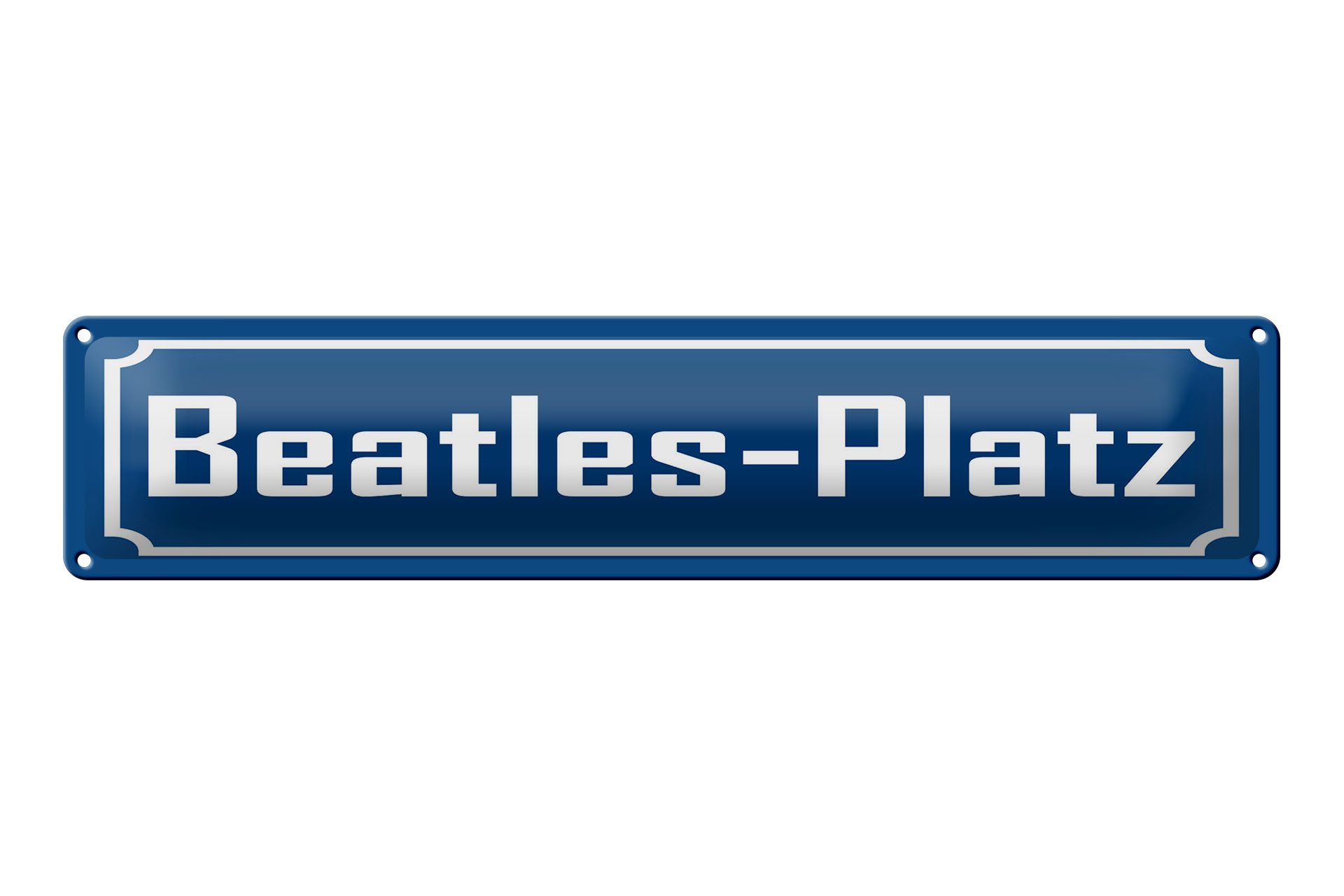 Femer GmbH Metallschild Hinweis 46x10 cm Beatles Platz blaues, (1 St), gewölbte Oberfläche, abgerundete Ecken, umgeschlagene Kanten
