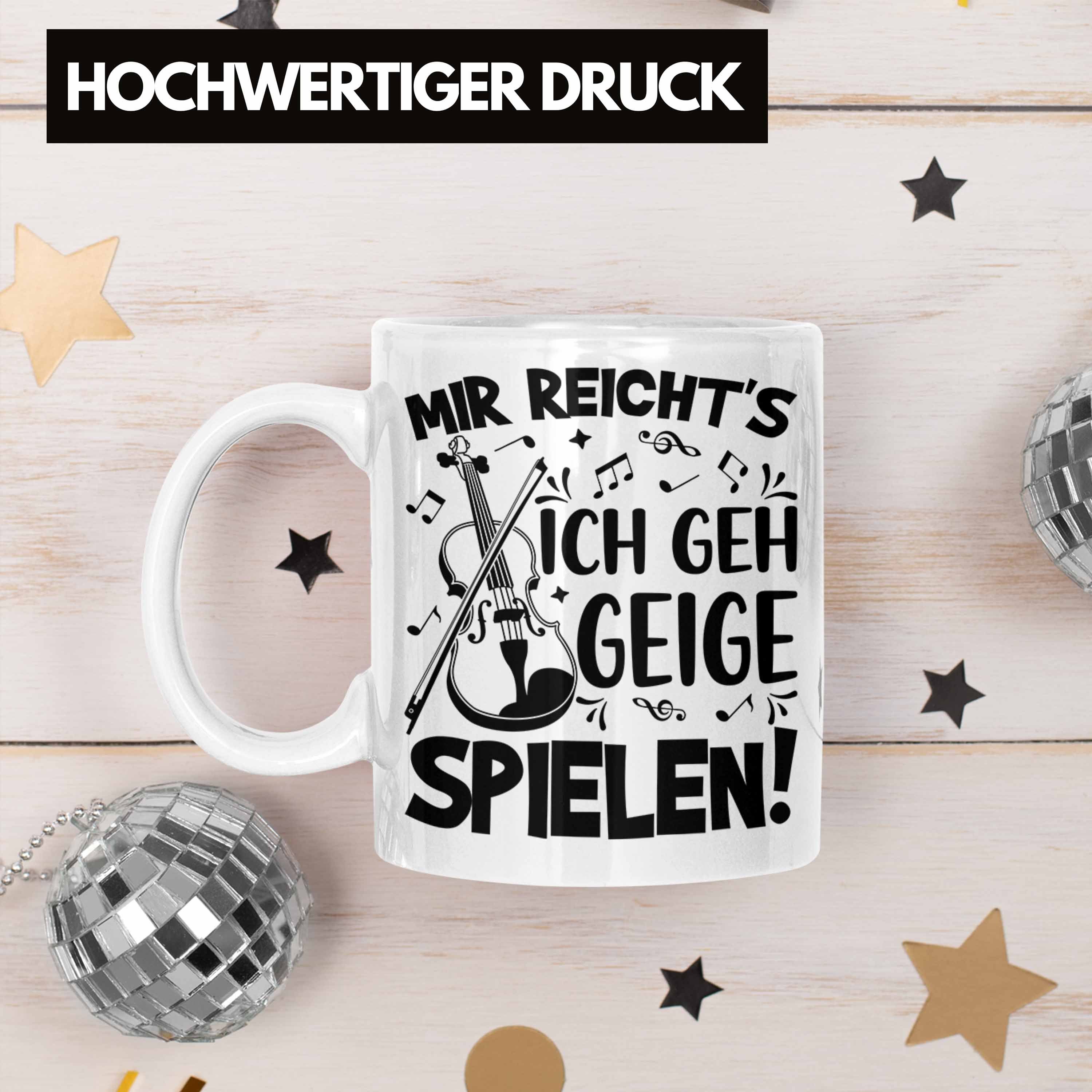 Tasse Kaffee-Becher Geigenspieler Weiss Geigenspielerin Spru Geigen Geschenk Trendation Tasse