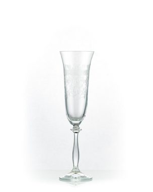 Crystalex Sektglas Royal mit unterschiedlichen Ornamenten, Kristallglas, Kristallglas, 6 Gläser mit verschiedenen Ornamenten, Pantografie