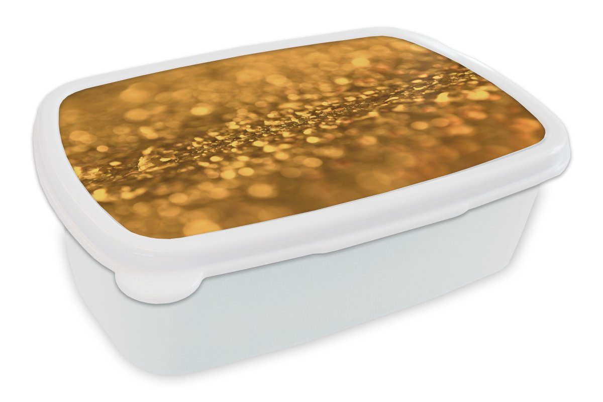 MuchoWow Lunchbox Gold - Wassertropfen - Abstrakt - Luxe, Kunststoff, (2-tlg), Brotbox für Kinder und Erwachsene, Brotdose, für Jungs und Mädchen weiß
