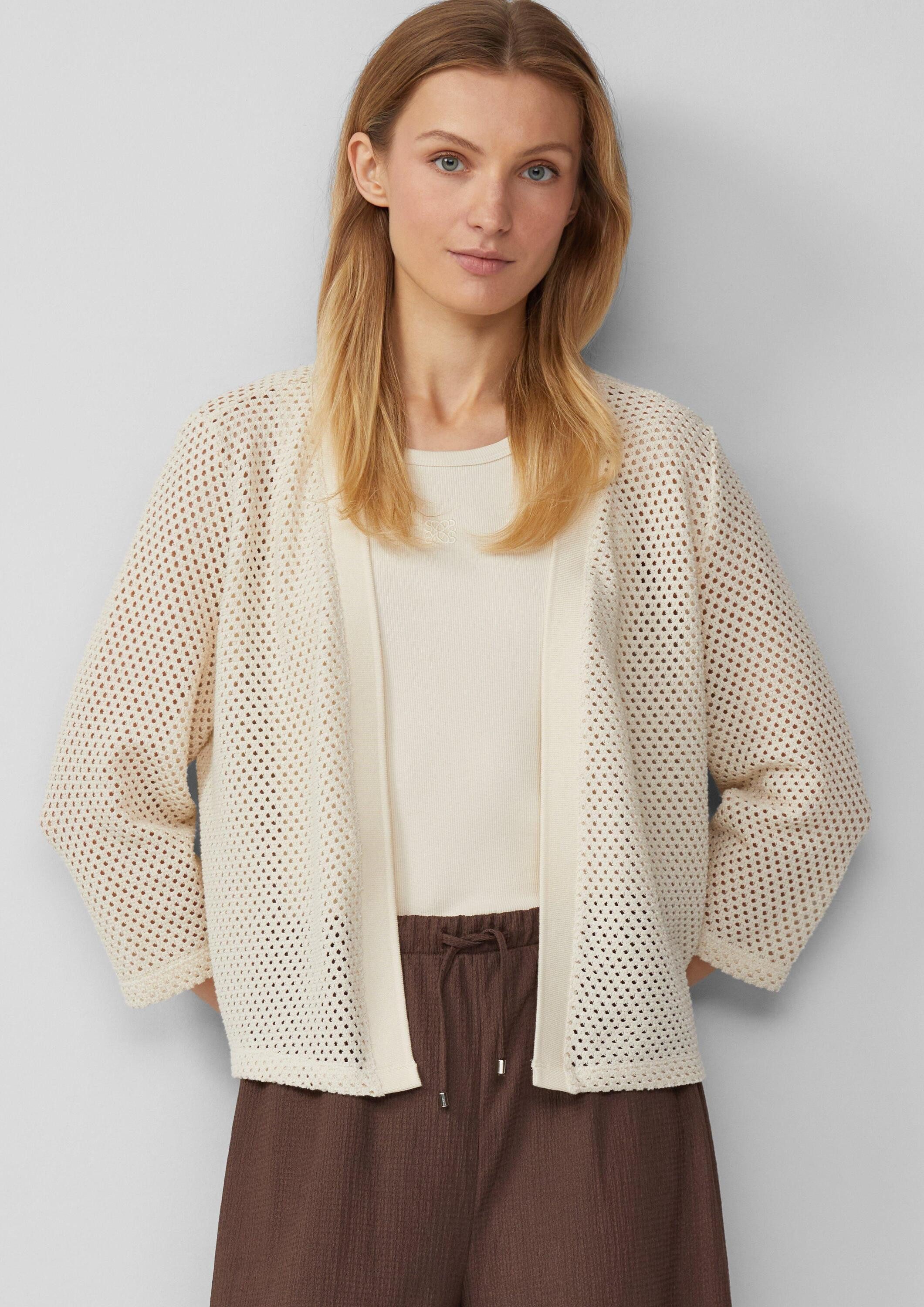 s.Oliver Cardigan Indoor-Jacke Transparenter Cardigan aus Ajourjersey günstig online kaufen