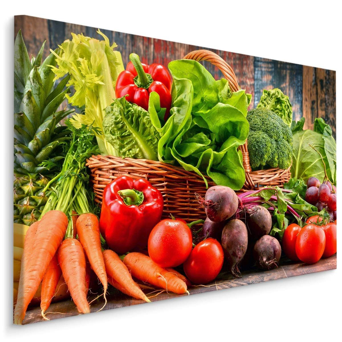 Muralo Leinwandbild Abstrakt – Leinwandbild Wandbild Kunstdruck Wohnzimmer, Abstrakt (1 St), Essen – Gemüse – Paprikas, 70 x 50 cm, aufhängefertig