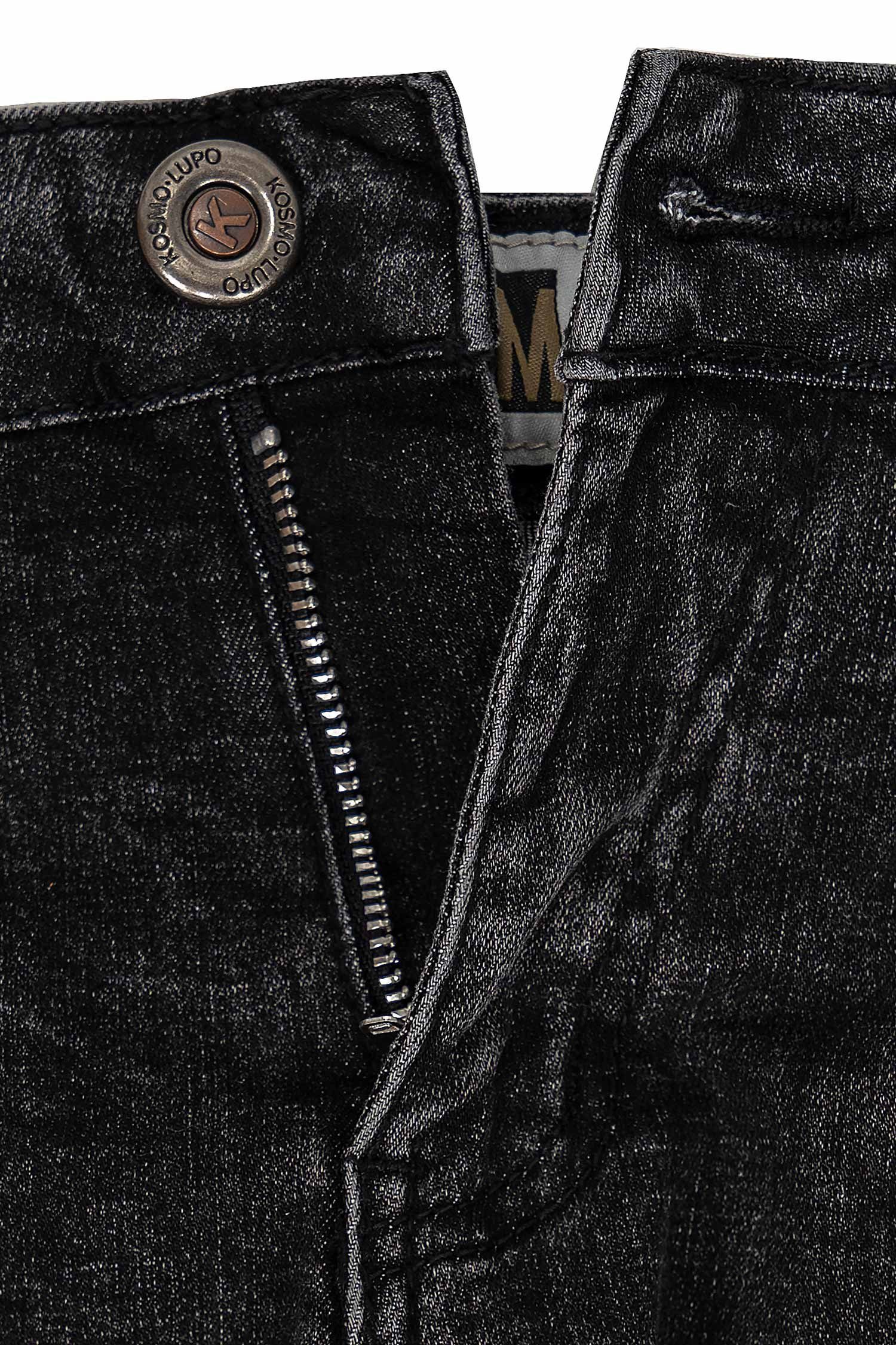 Verzierungen 5-Pocket-Jeans Hose schwarz Herren Lupo Auffällige mit Kosmo und BA-KM060 Nieten