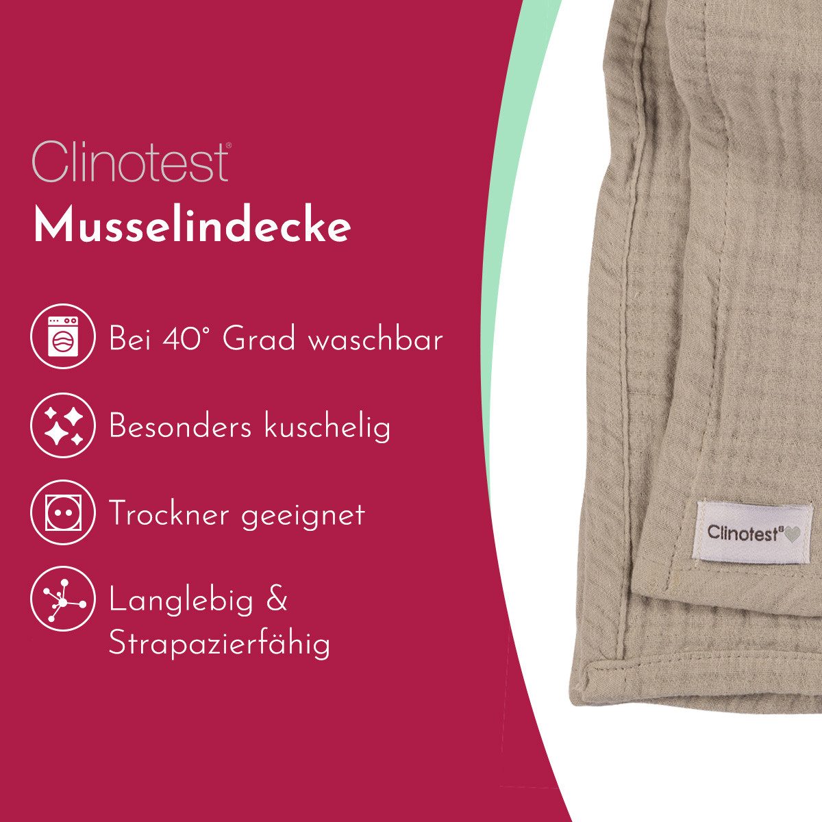 Babydecke Musselintuch für Babys 80x80cm, 100% Musselin-Baumwolle, Clinotes günstig online kaufen