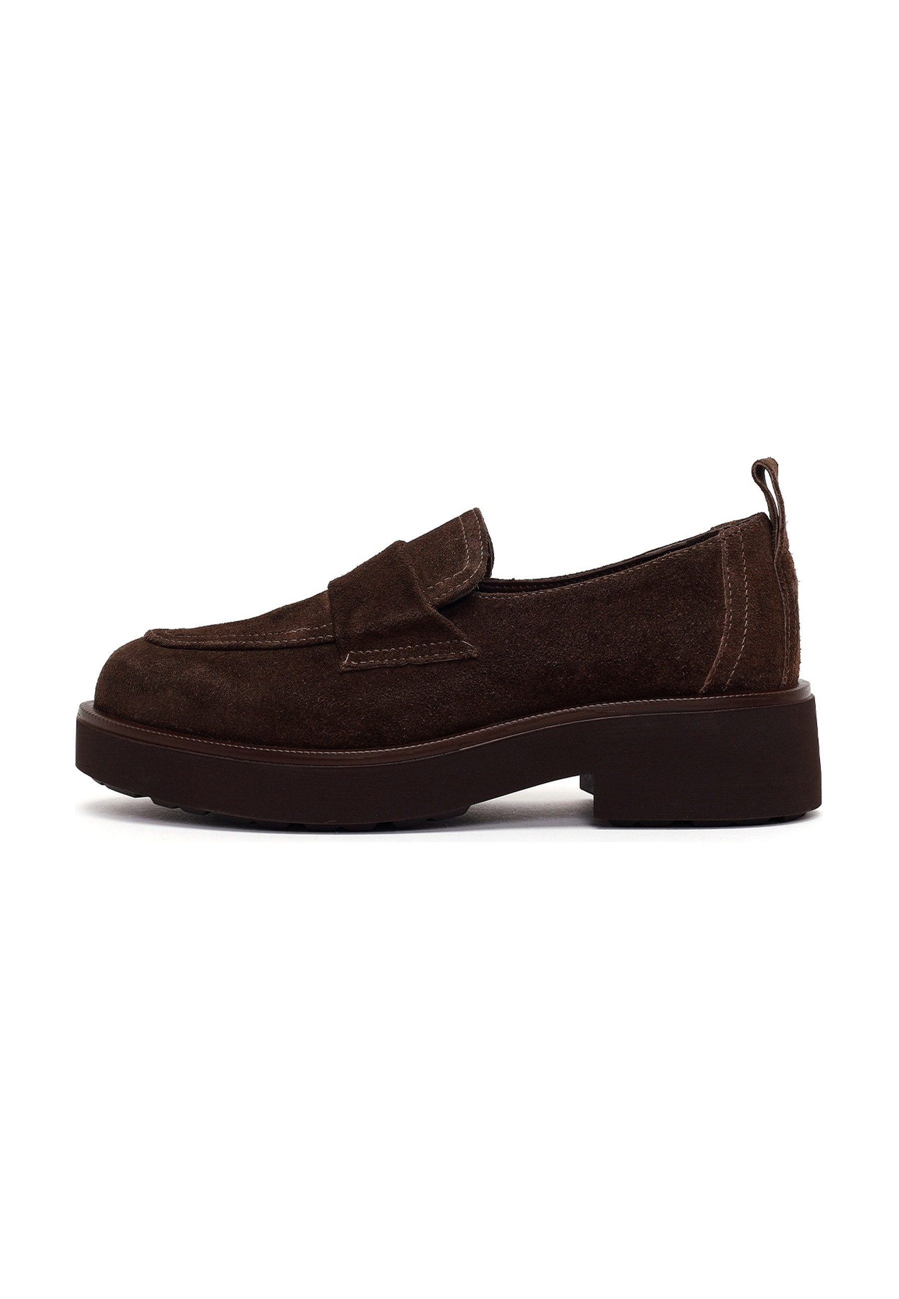 Derimod Leder Plateau-Loafer Loafer Echtes Veloursleder, Textilfutter, EVA Sohle, Schlupfschuh Design