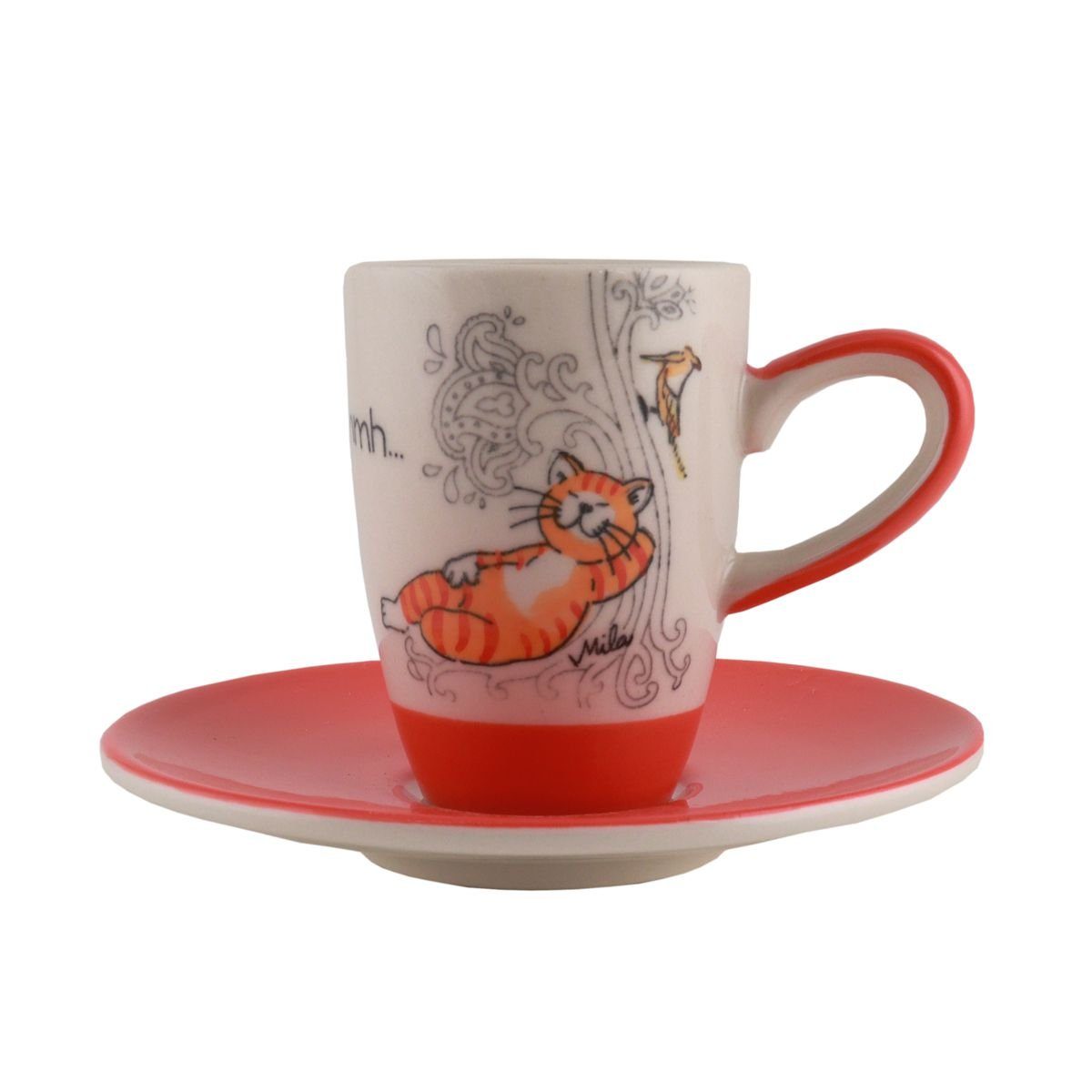 Mila Espressotasse Mila Keramik Espresso-Tasse mit Untere Oommh Katze Take your Time, Keramik