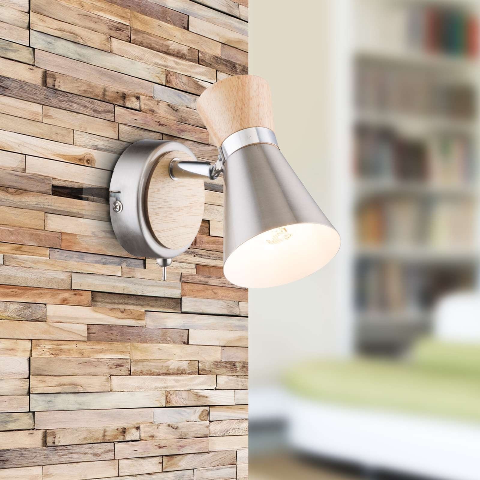 Wandlampe mit Globo GLOBO Schwenkbar Schalter Wandstrahler Wandleuchte Holz Innen