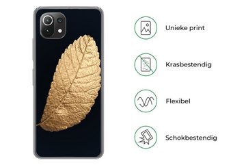 MuchoWow Handyhülle Gold - Blätter - Schwarz - Pflanzen - Luxus - Natur, Phone Case, Handyhülle Xiaomi Mi 11 Lite, Silikon, Schutzhülle