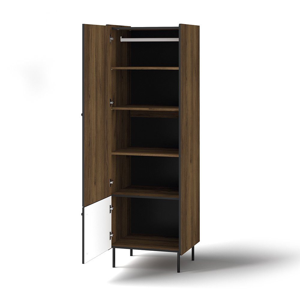 Compleo Kleiderschrank Schmale Garderobe mit gerifflete Front COMO, Breite: 59 cm