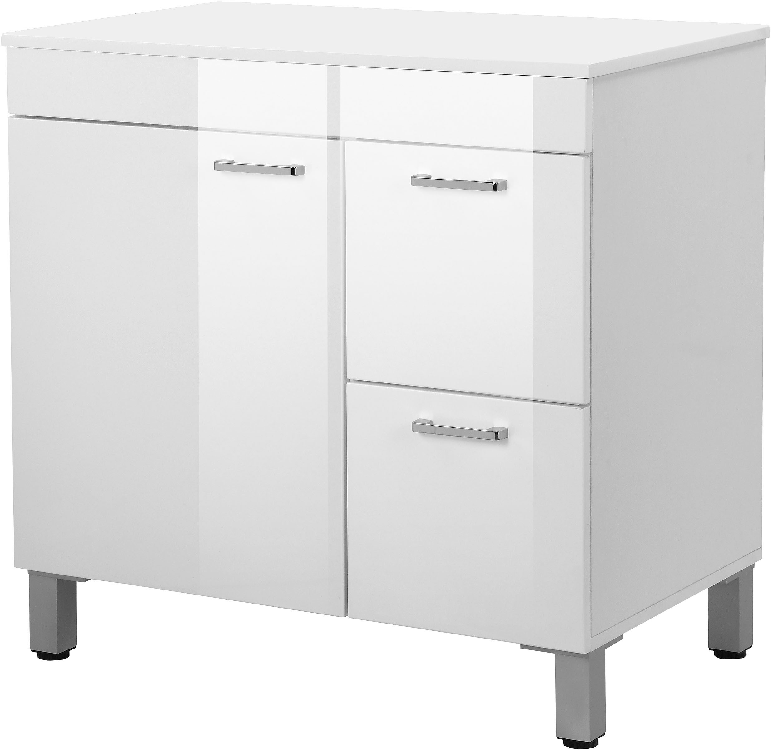 welltime Waschtisch Florenz, Badezimmerschrank,Badschrank, Stauraum Waschtisch, 2 Schubladen und 1 Tür