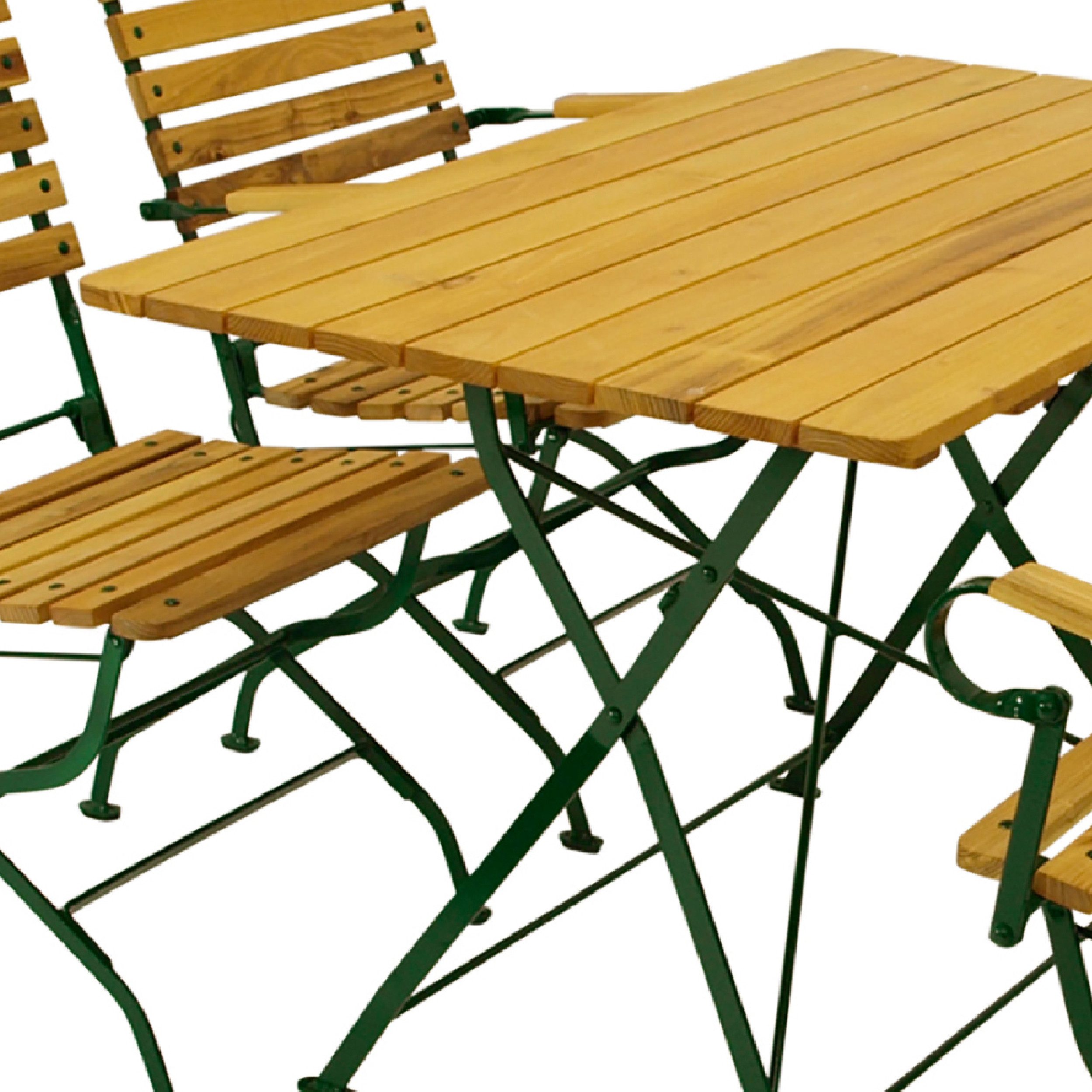 TPFGarden Sitzgruppe HOBART, (Gartenessgruppe - Garten Garnitur 5-teilig - Flachstahl Robinienholz, 5-tlg., Gartenmöbel Set - Gestell verzinkt dunkelgrün), (2x Stuhl, 2x Armlehnensessel, 1x Tisch 70x110cm rechteckig)
