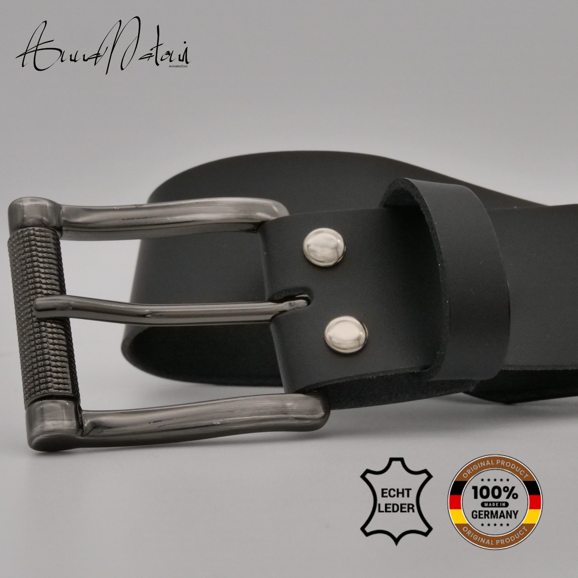 AnnaMatoni Ledergürtel AnnaMatoni Herren Ledergürtel Zeitloses Design Gürtel 4cm breit – Bild 3 von 4