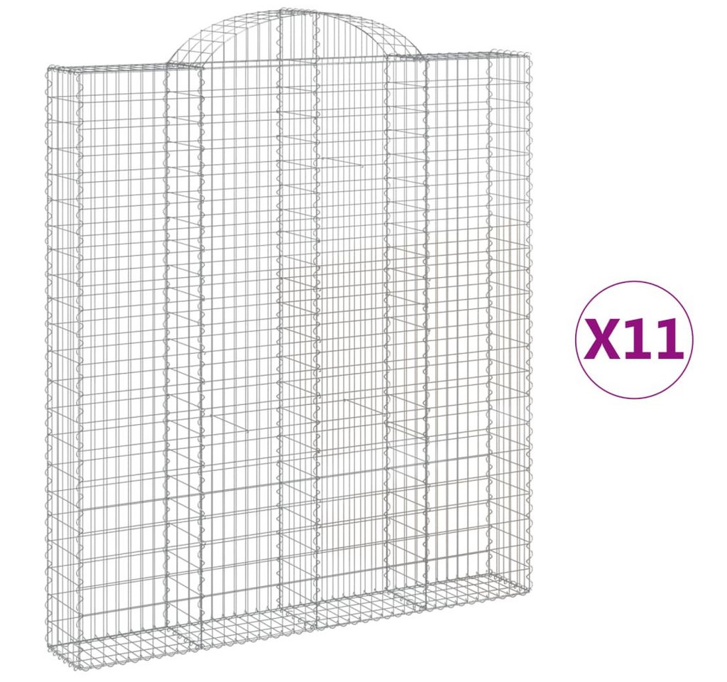 Thumbnail - vidaXL Blumentopf Gabionen mit Hochbogen 11 Stk 200x30x220/240cm Verzinktes Eisen (11 St)