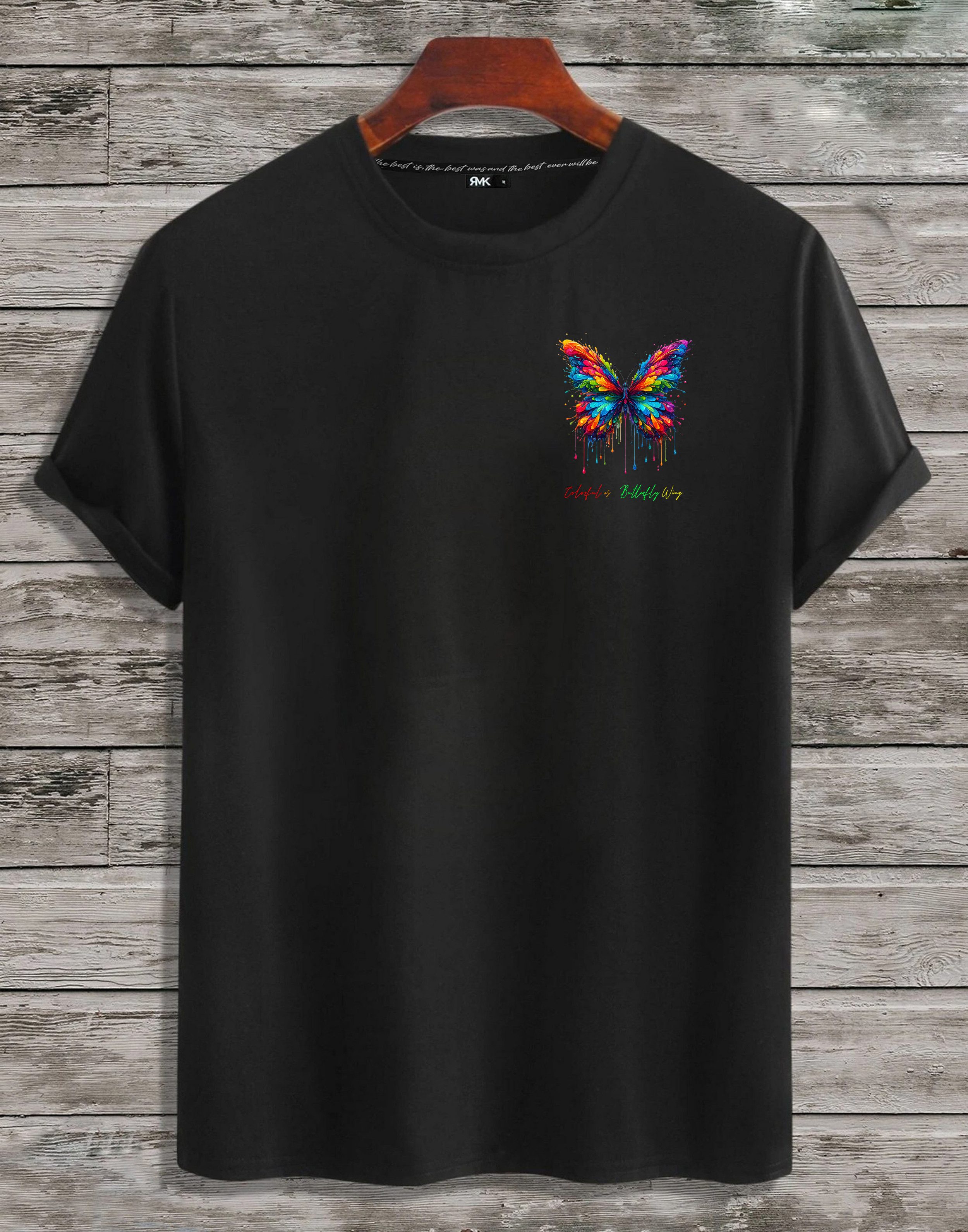 RMK T-Shirt Herren Shirt Basic Rundhals mit Butterfly Regenbogen Schmetterl günstig online kaufen
