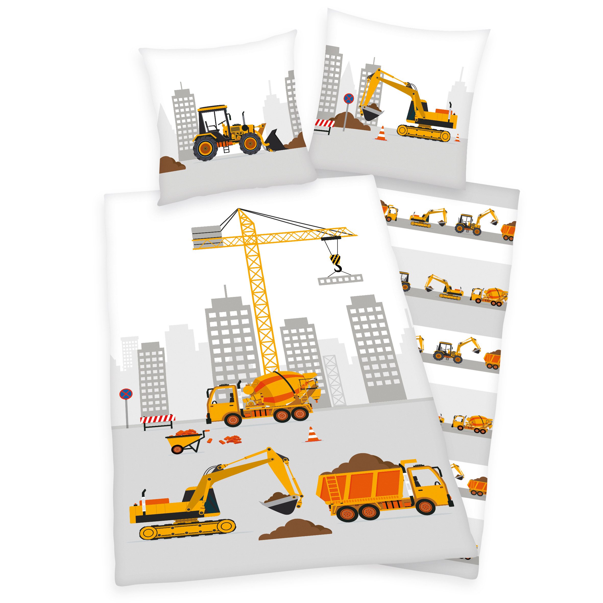 Brilliant Kinderbettwäsche / Baustelle, 100% Baumwolle