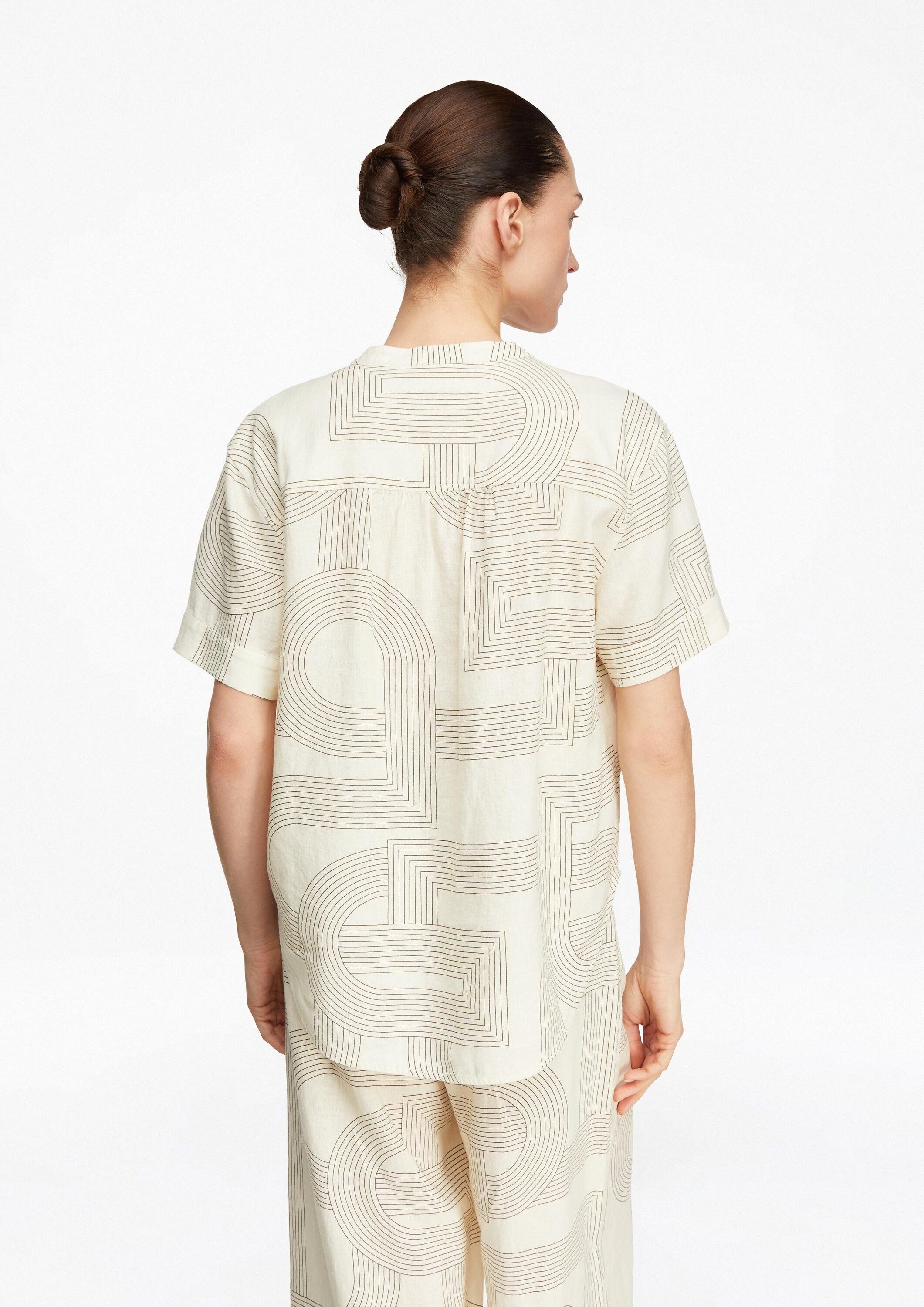 comma Kurzarmbluse Bluse Kurzarm-Bluse aus Leinenmix