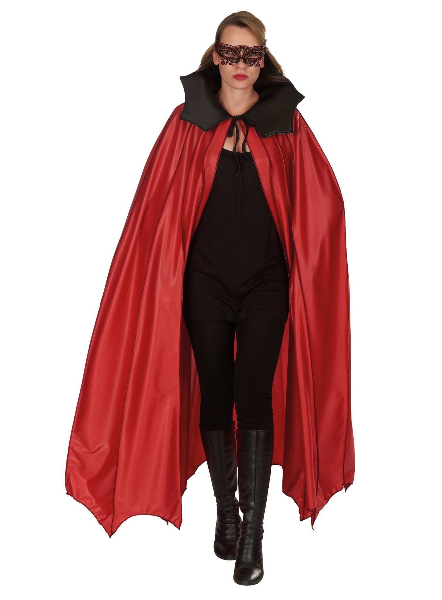 Metamorph Kostüm Roter Umhang mit Kragen, Ein Cape für Vampire, Dämonen und den venezianischen Karneval