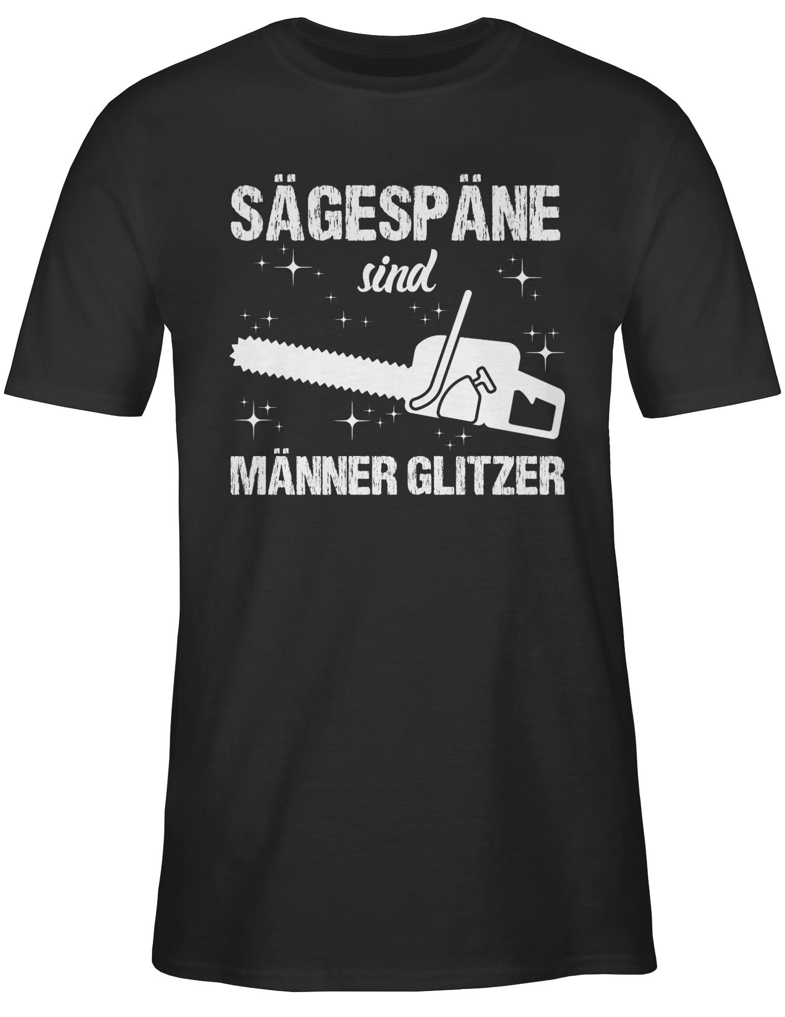 weiß Herren & - T-Shirt Geschenke 01 Sägespäne Männer Shirtracer sind Schwarz Männer Glitzer