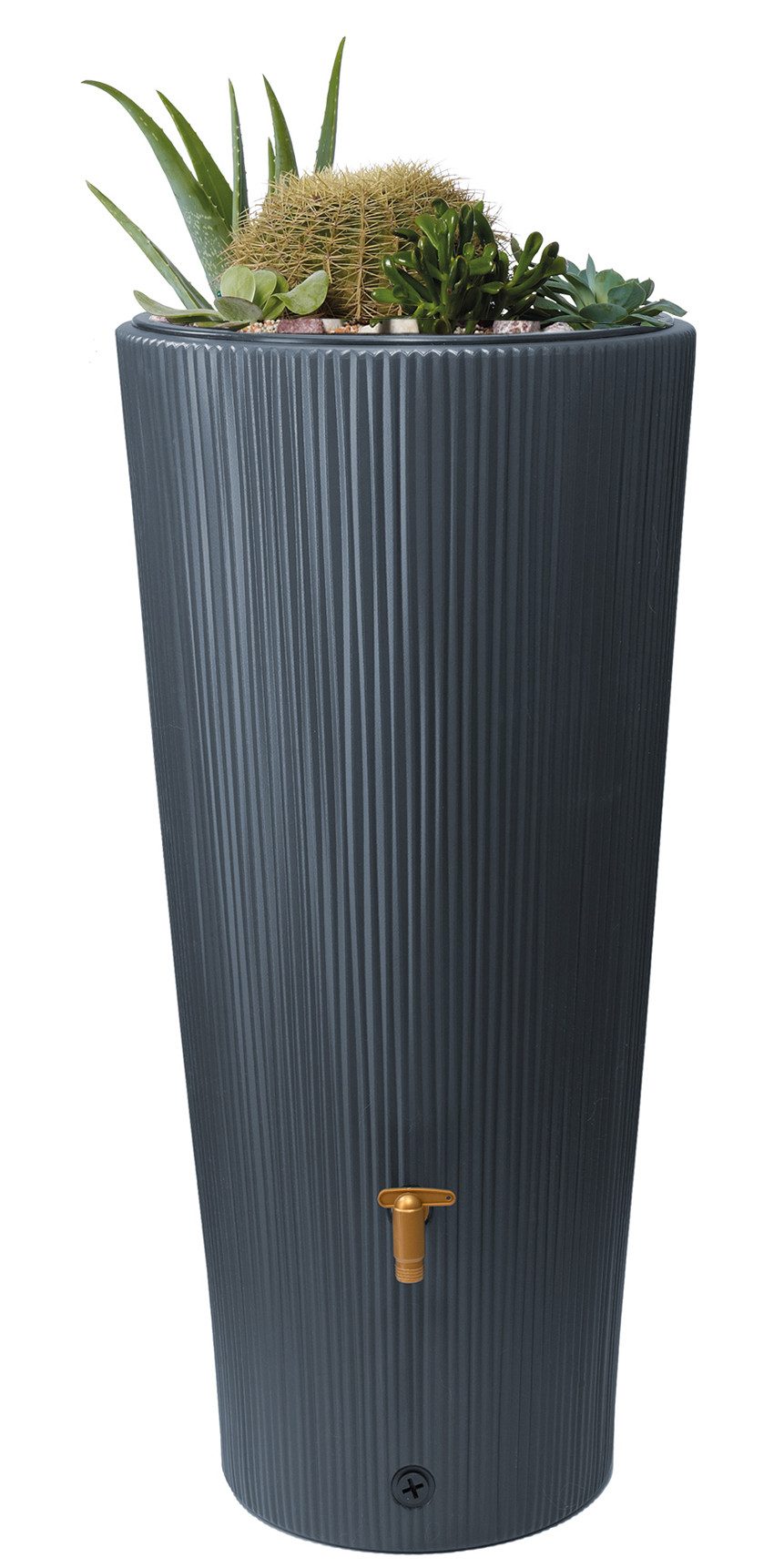 4rain Regentonne VASO DECOR 2in1 Regenspeicher 220 L, graphite grey