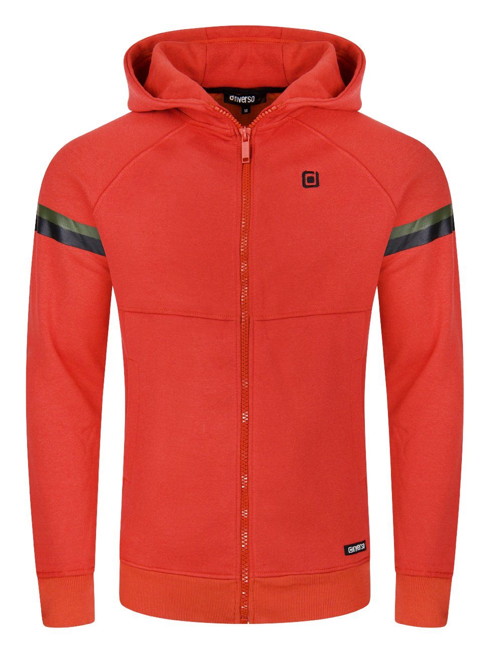 riverso Kapuzensweatjacke Herren Sweatjacke RIVMilo Rusty Red mit Ochre Fit Kängurutasche Regular Hoodie