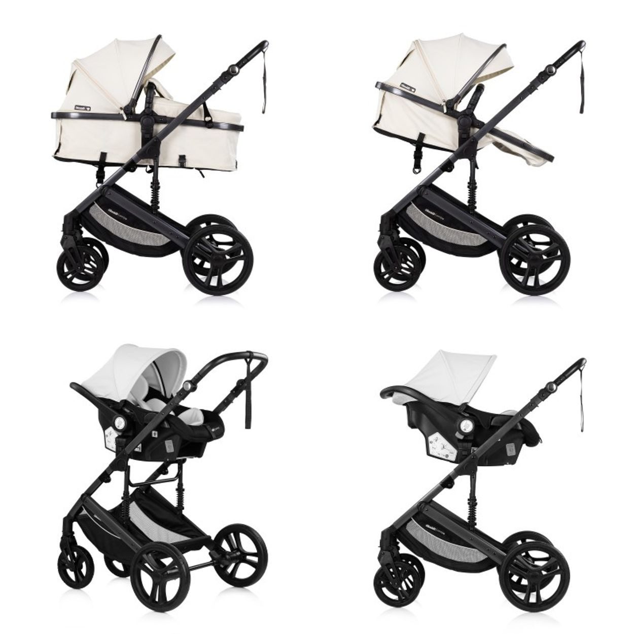Chipolino Kombi-Kinderwagen Amore 3 in 1, EVA-Material, 5-Punkt-Gurt, 3-Punkt-Gurt, Babywanne, Babyschale – Bild 4 von 5