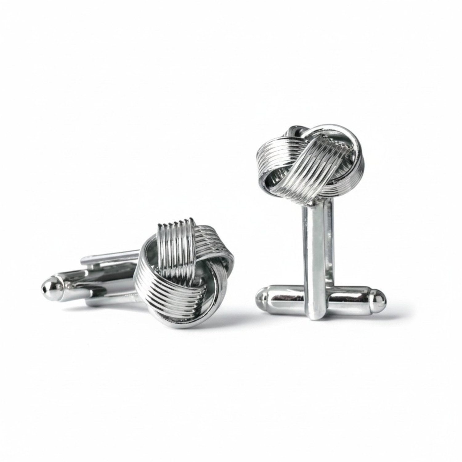 KARMA Manschettenknöpfe Knotendesign Silber modern (für Business, Hochzeit & Festliche Anlässe, 1-Paar, Hemdmanschettenknöpfe), Klassische Anzug Accessoires