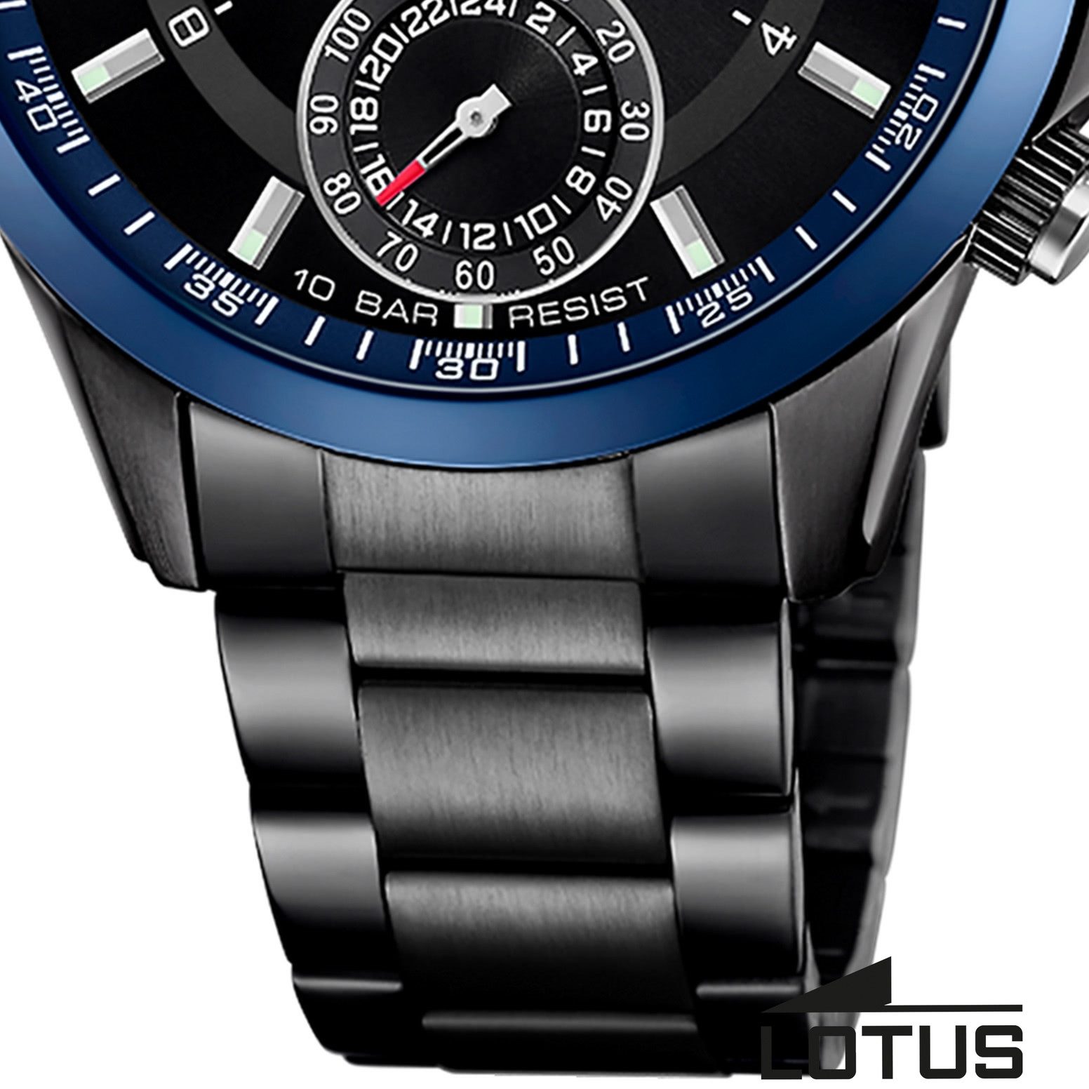 Lotus Chronograph Lotus Herrenuhr Edelstahl schwarz Lotus, (Chronograph), Herren Armbanduhr rund, groß (ca. 43mm), Edelstahl