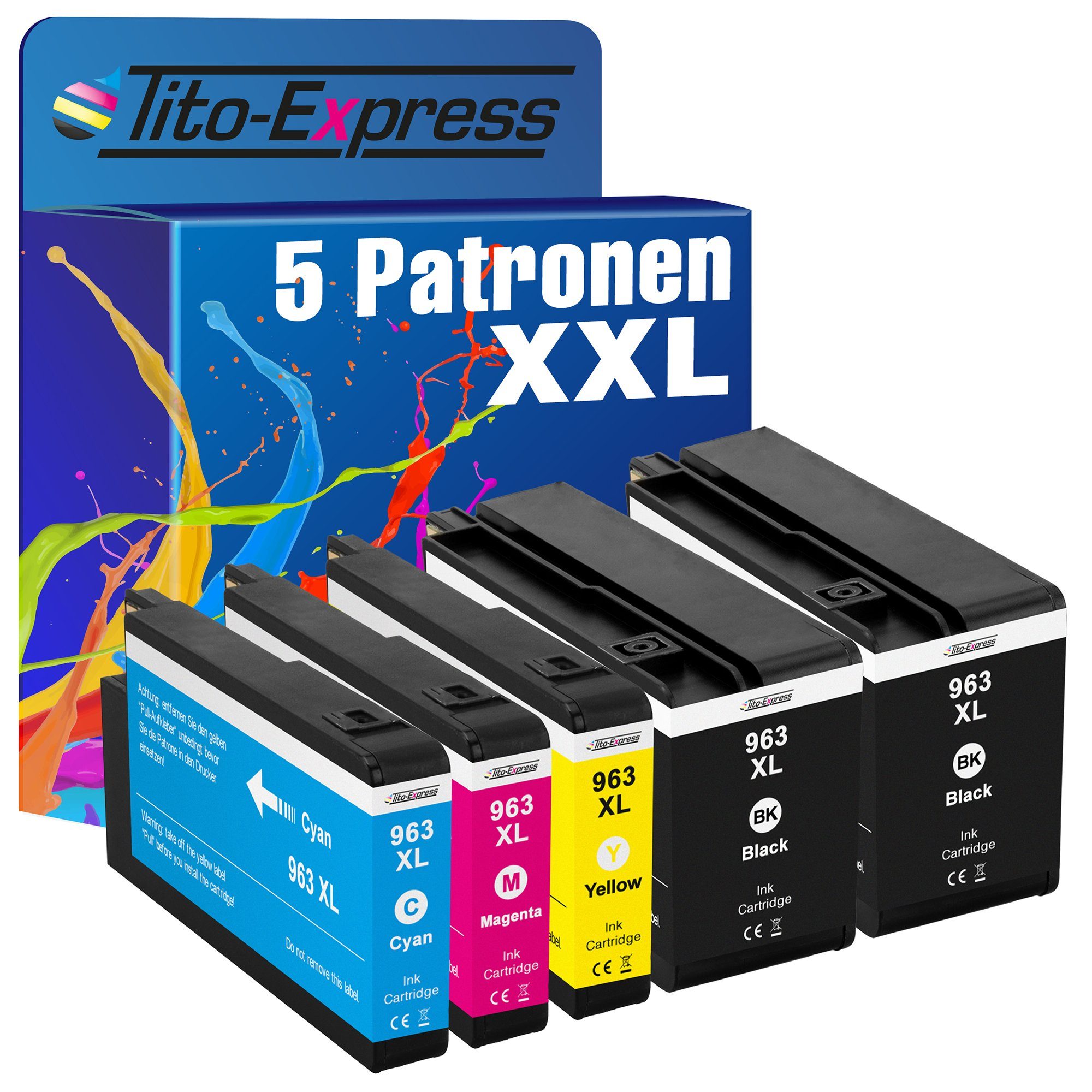 Tito-Express 5er Set ersetzt HP 963 XL 963XL Tintenpatrone (Multipack, für HP Officejet Pro 9010 9012 9020 9014 9022 9025 9019 9016 9015 9018)
