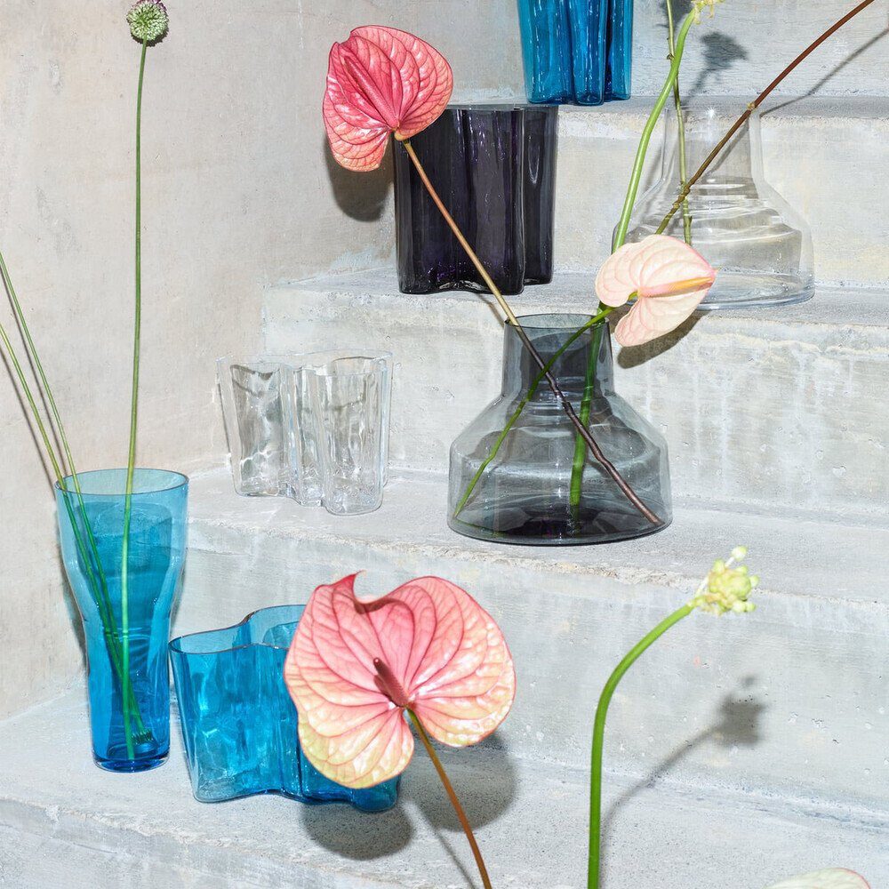 IITTALA Geschirr-Set Vase 20 cm Solare stahlgrau, Glas