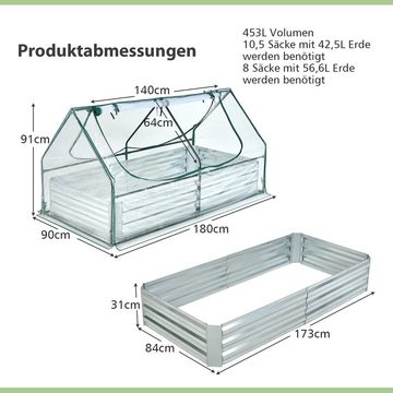 COSTWAY Hochbeet Frühbeet, 2in1, mit Gewächshaus, PVC-Folie, 2 Fenstern