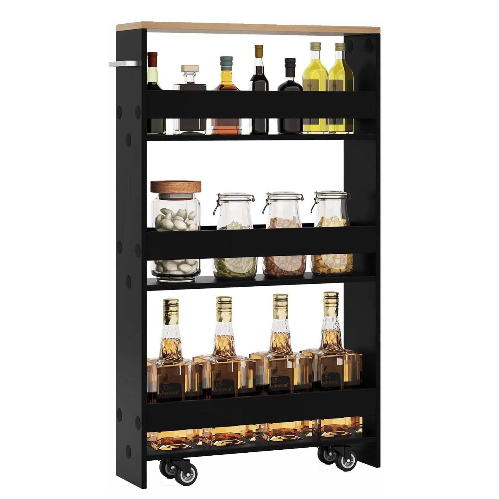 KOMFOTTEU Regalwagen Nischenregal, 4 Ebenen, mit Griff