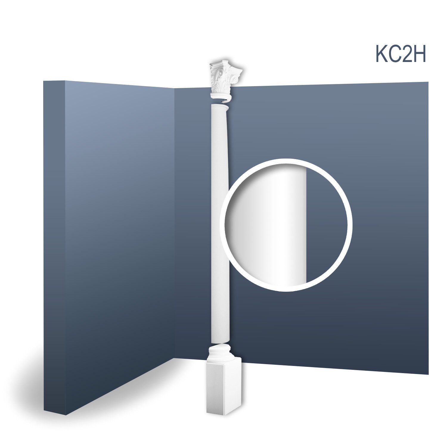 Orac Decor Wanddekoobjekt KC2H (Halbsäulen Komplett Set, 1 St., Set bestehend aus Kapitel, Schaft und Sockel, 3 tlg., Länge ca. 2,87 m), weiß, vorgrundiert, Stil: Korinthisch | Wandobjekte