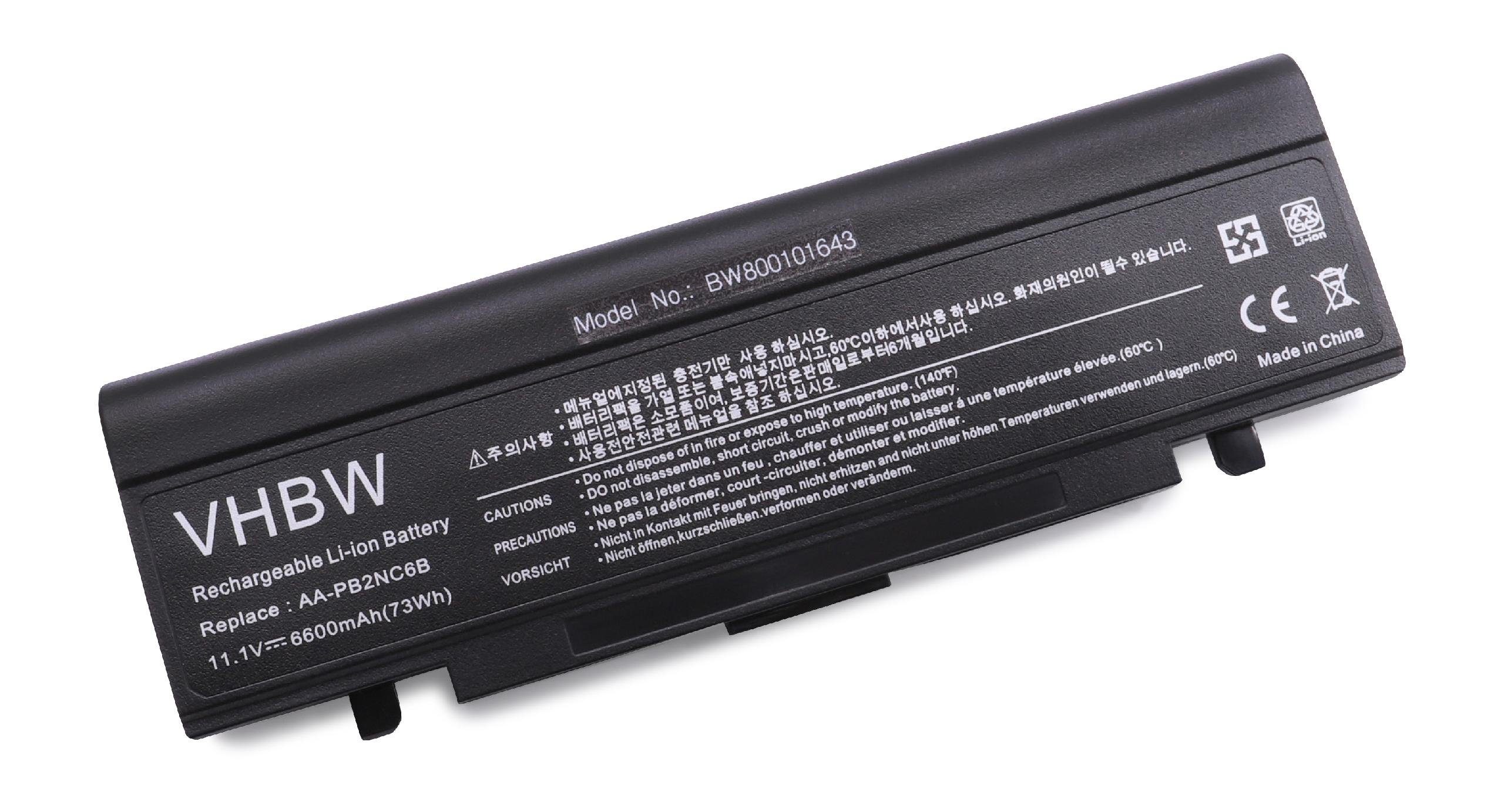 für mAh Laptop-Akku vhbw Li-Ion) AA-PL2NC9B Netbook Samsung 11,1V, Originalteilebezeichnung / 6600 (6600mAh, Baugleiche für Notebook Ersatz