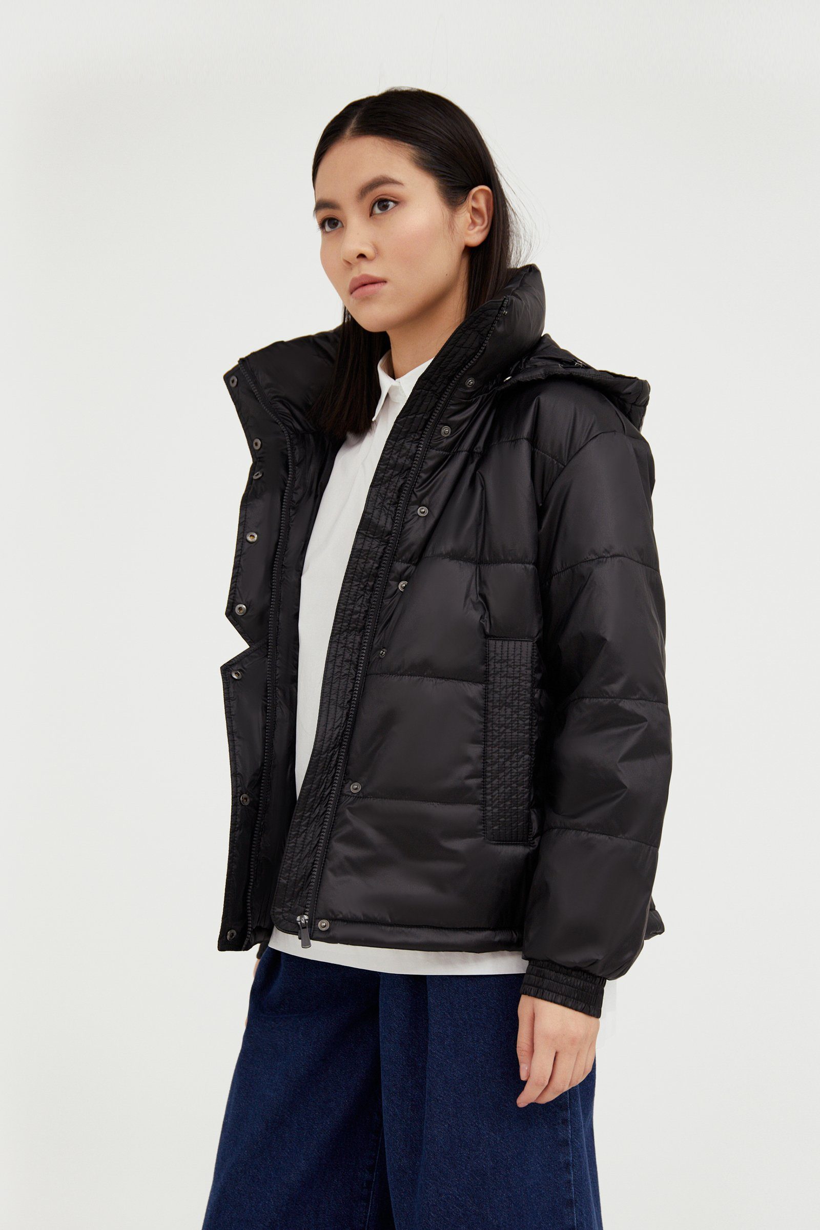 Finn Flare Steppjacke Short Weather Shield mit wärmender Kapuze