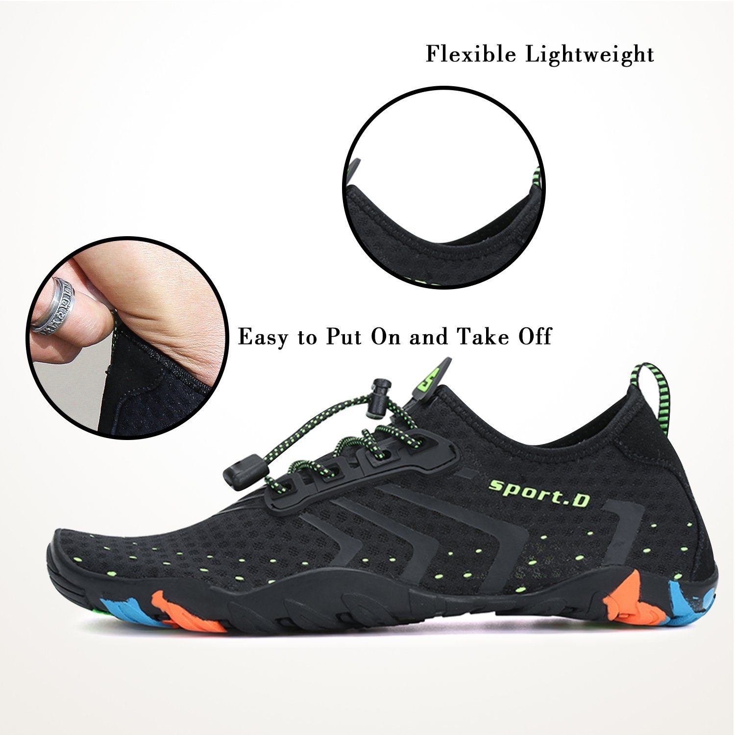 SAGUARO Sommer Badeschuh (5mm Sohle, bequem, leicht, atmungsaktiv, rutschfest, schnelltrocknend) (Barfuß-Schuhe) Wasserschuhe Surfschuhe Schwimmschuhe Wasser-Sport