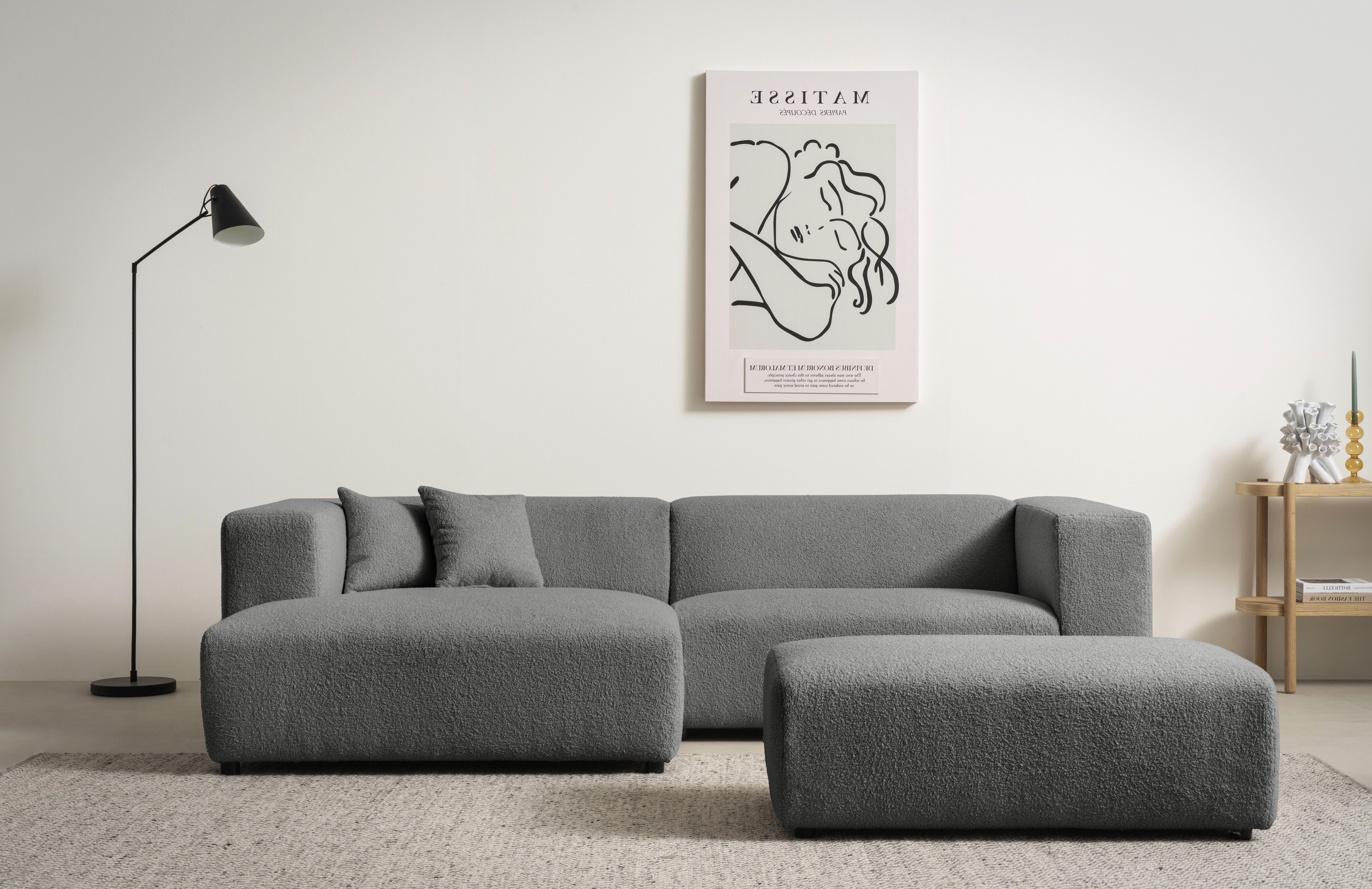 Polsterecke BAKELS, Ecksofa-Set mit Hocker, L-Form mit Schlaffunktion