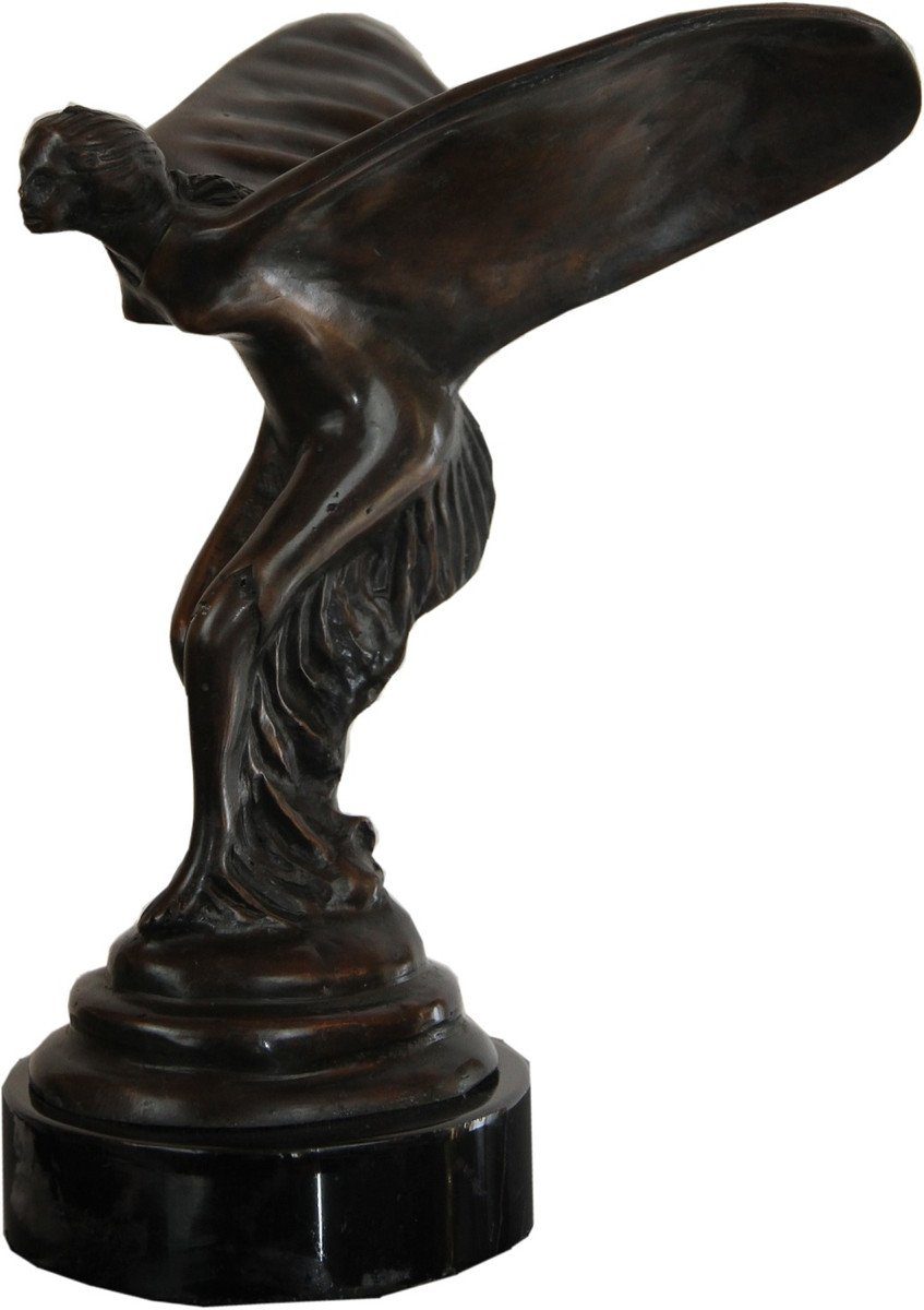 Wings - Luxus Schwarz Lady mit Edle Dekofigur / x Bronze 15 Bronze Bronzefigur x cm Casa with Padrino 17 Skulptur 21 Marmorsockel H.