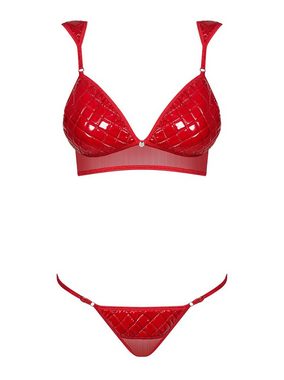 Obsessive Set: Bügel-BH BH-Set Hunteria rot aus Kunstleder Bustier + (Set)