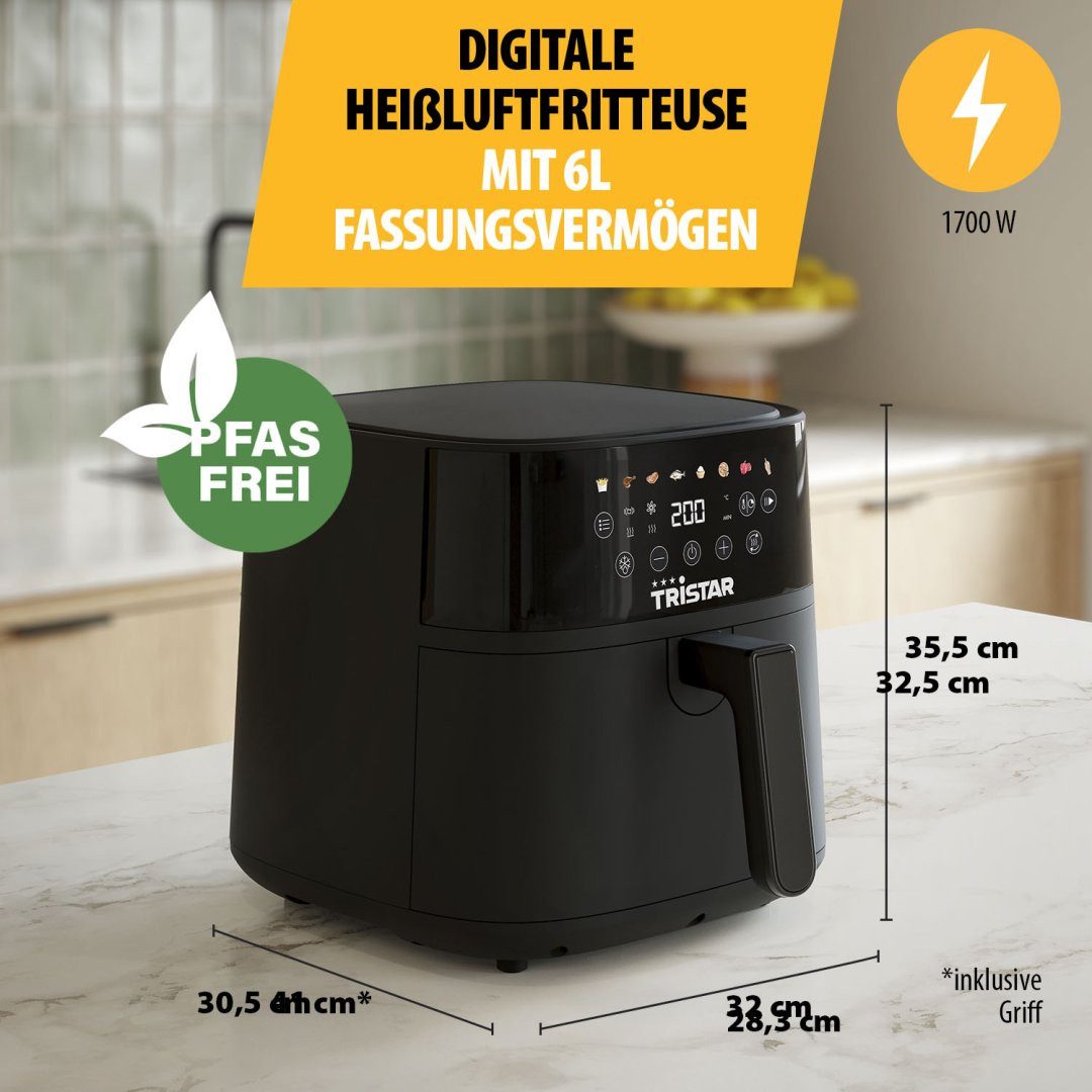 Tristar Heißluftfritteuse FR-9060, 1700 W, Digitaler LED-Touchscreen – 1700 W