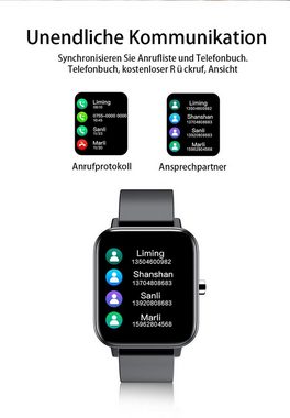Bothergu Smartwatch, Touch Screen Wasserdicht Schwarz für Damen Herren