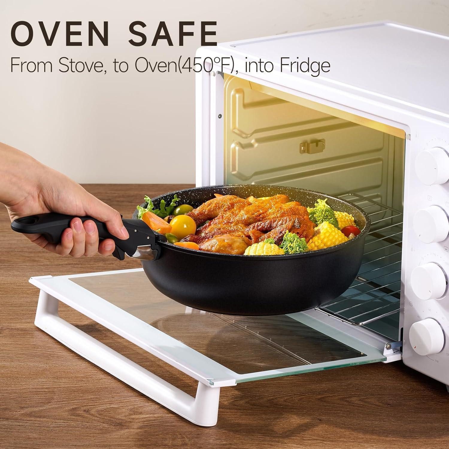 LuxusKollektion Pfannen-Set Topfset Pfannenset abnehmbarer Griff 25tlg Pfanne Kochtopf Bratpfanne