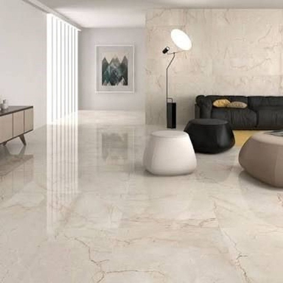 Xlmoebel Bodenfliese Exklusiver Marmorfußboden aus Naturstein Bodenbelag Wandfliesen Creme, Marmor, Crema Marfil, Marmor Crema Marfil 5 m², Hergestellt in Europa