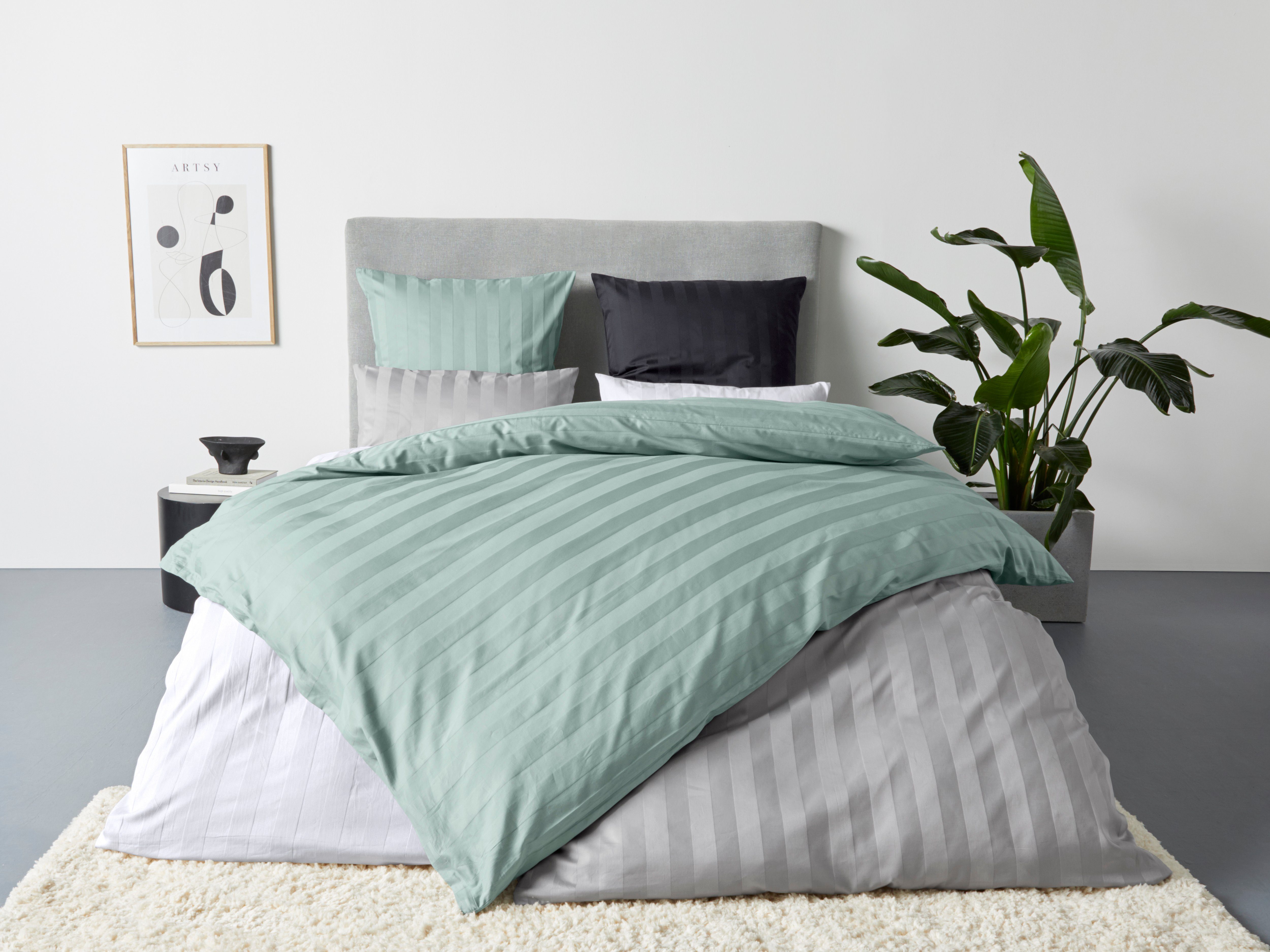 Bettwäsche Malia in Gr. 135x200 oder 155x220 cm, Leonique, Satin, 2 teilig, zeitlose Bettwäsche aus Baumwolle, Bettwäsche in Satin-Qualität grau