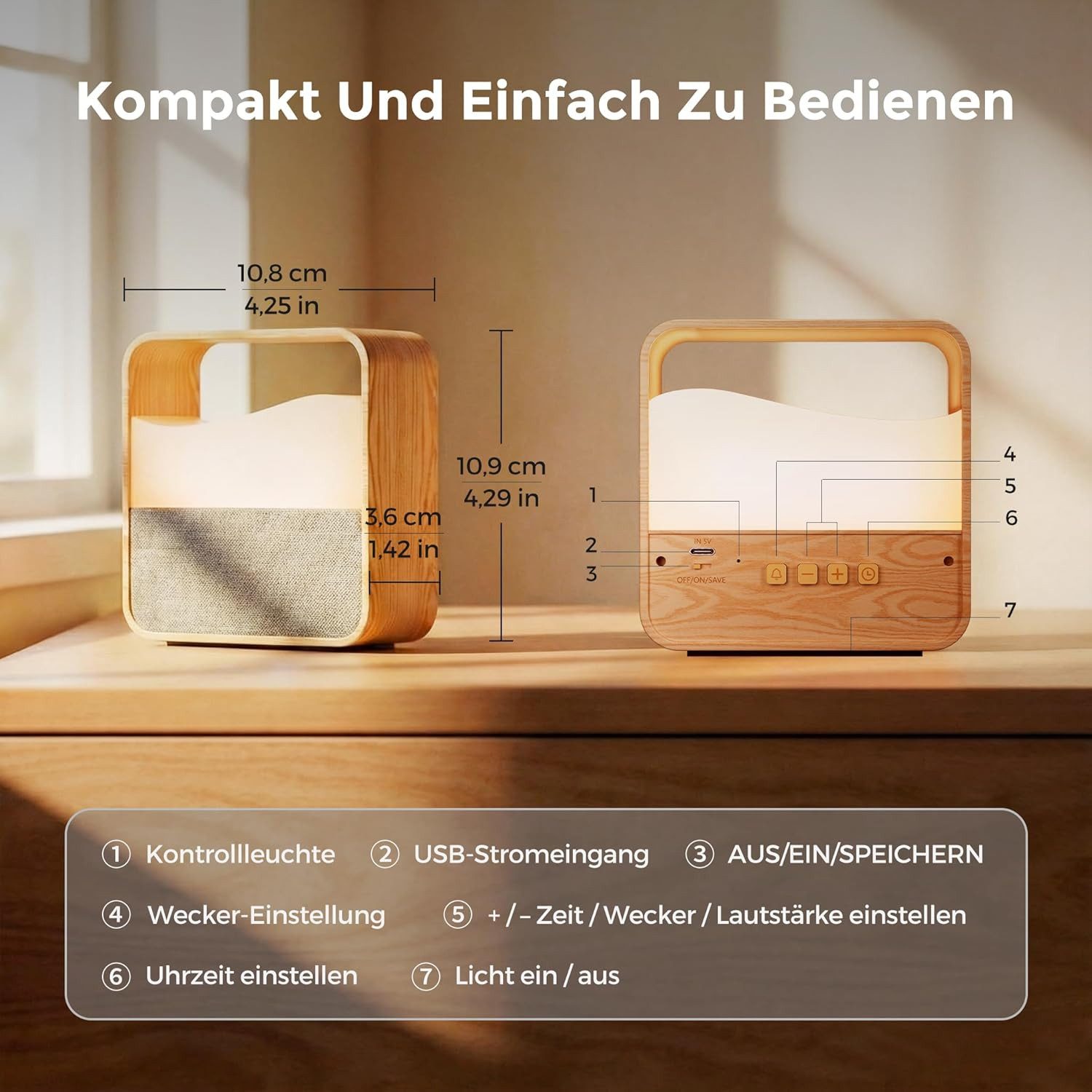ibettertec Wecker Digitaler Wecker mit dimmbarem Nachtlicht,LED-Display USB-C Doppelalarm,3 Lautstärken,Snooze,Tischuhr für Tiefschläfer