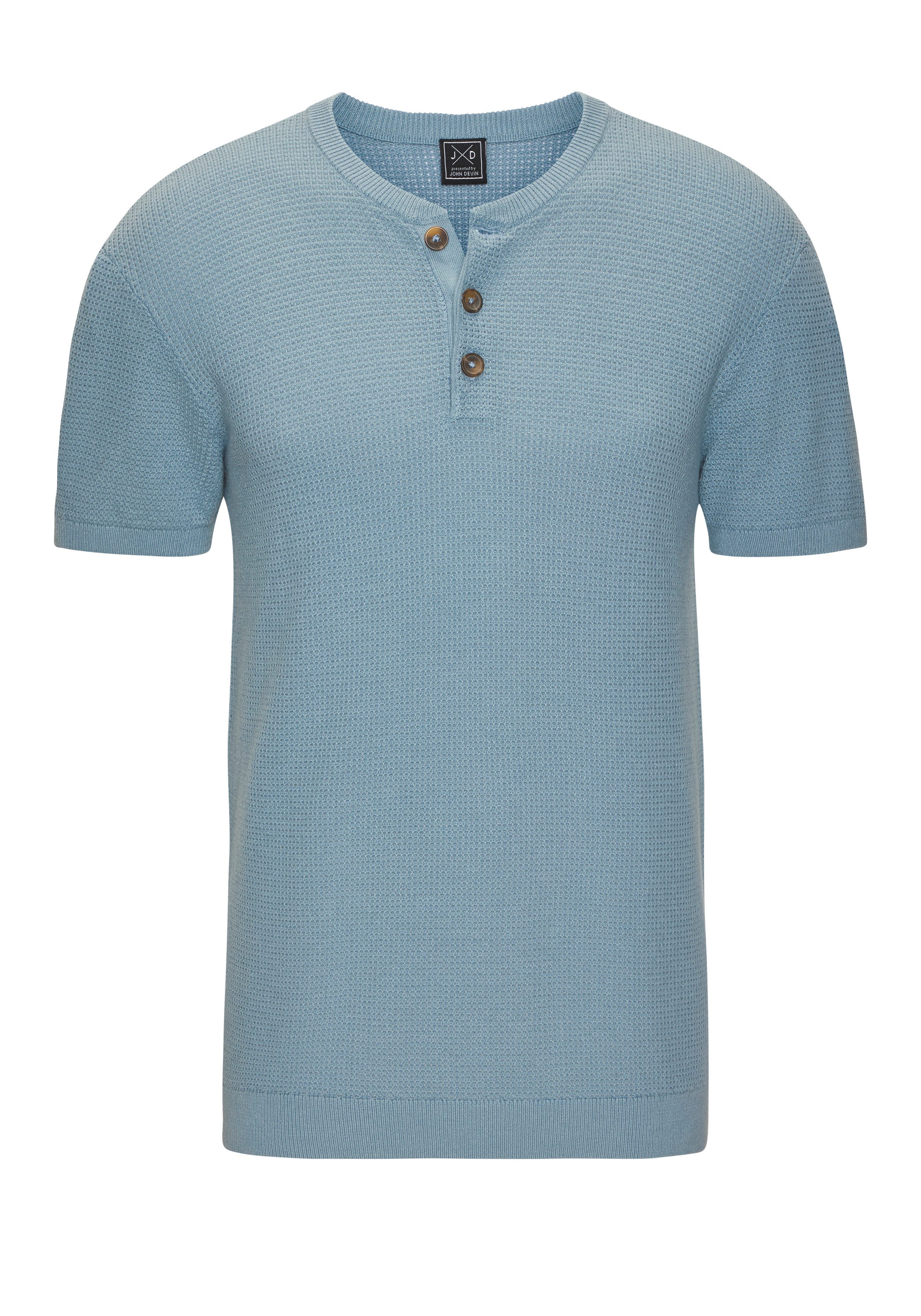 John Devin Henleyshirt - sommerliches Strickshirt mit modischem Rundhals Kleine Knopfleiste mit kontrastfarbenen Knöpfen. € 24,99
